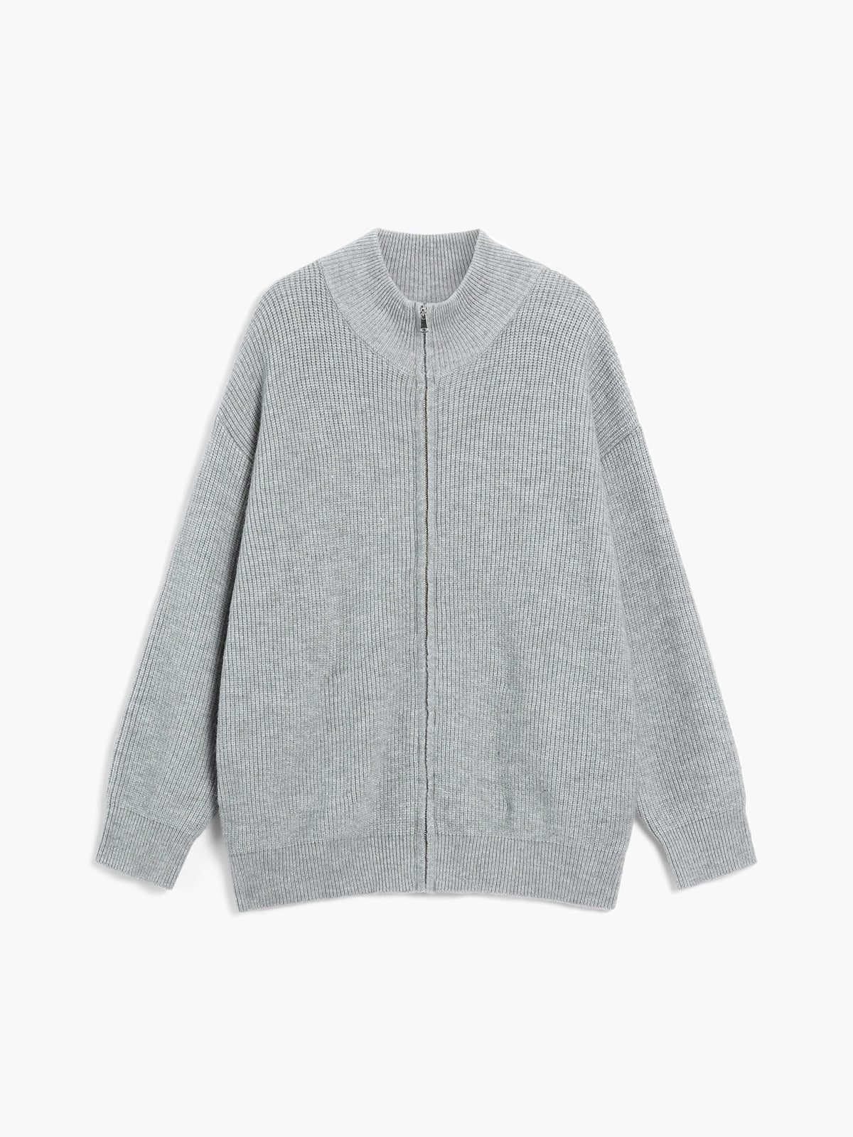 Charcoal Pockets Zip Up Cardigan