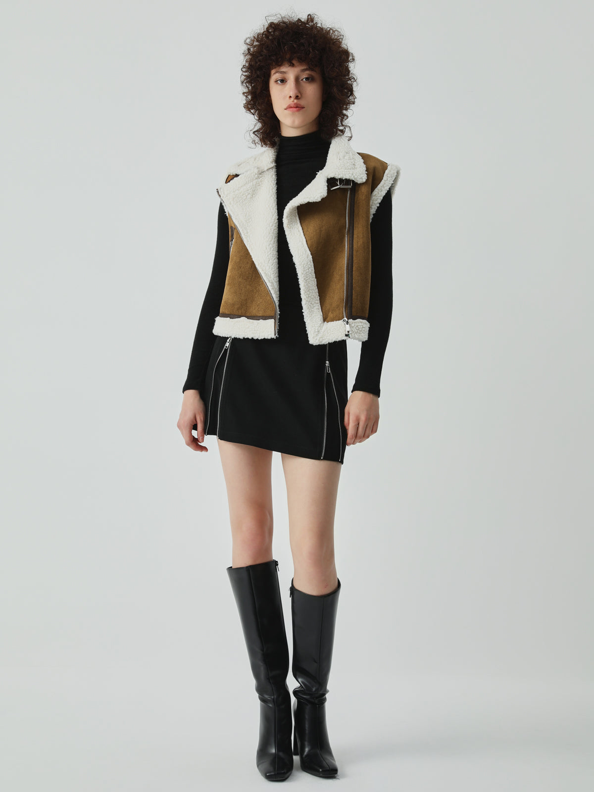 Sherpa Lined Shearling Leather Flight Vest