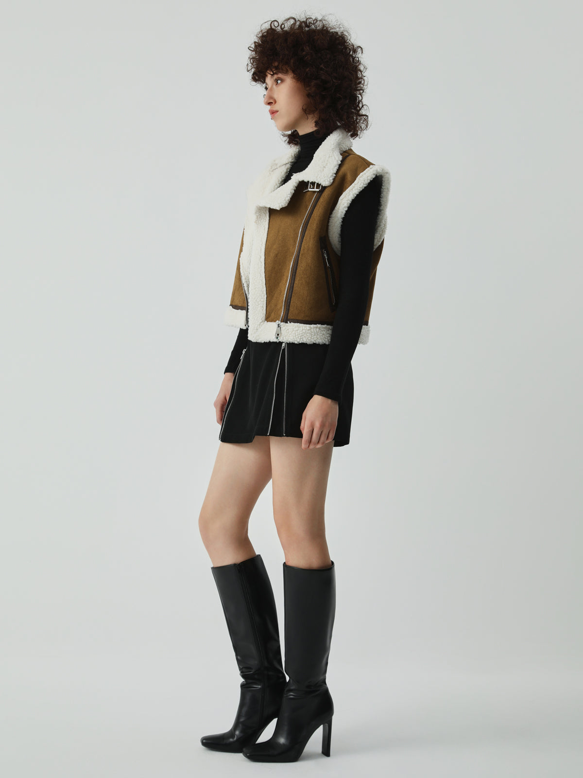 Sherpa Lined Shearling Leather Flight Vest
