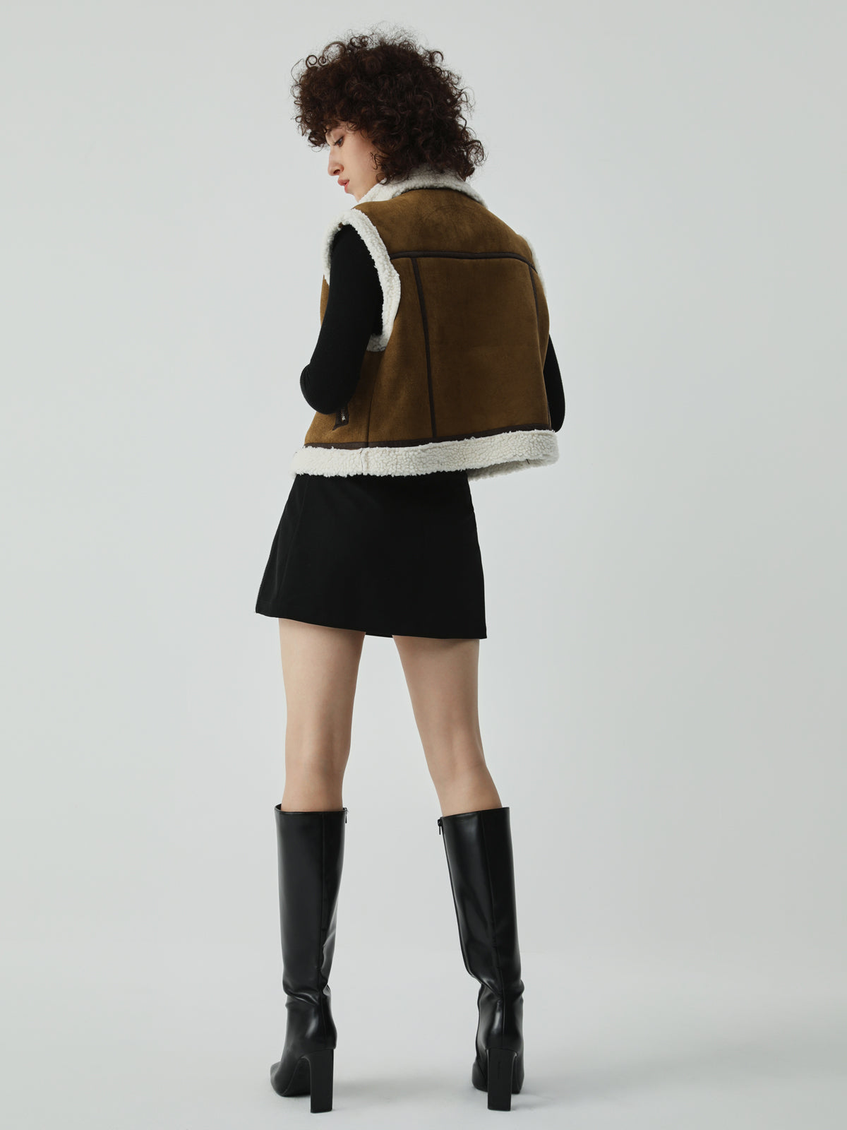 Sherpa Lined Shearling Leather Flight Vest