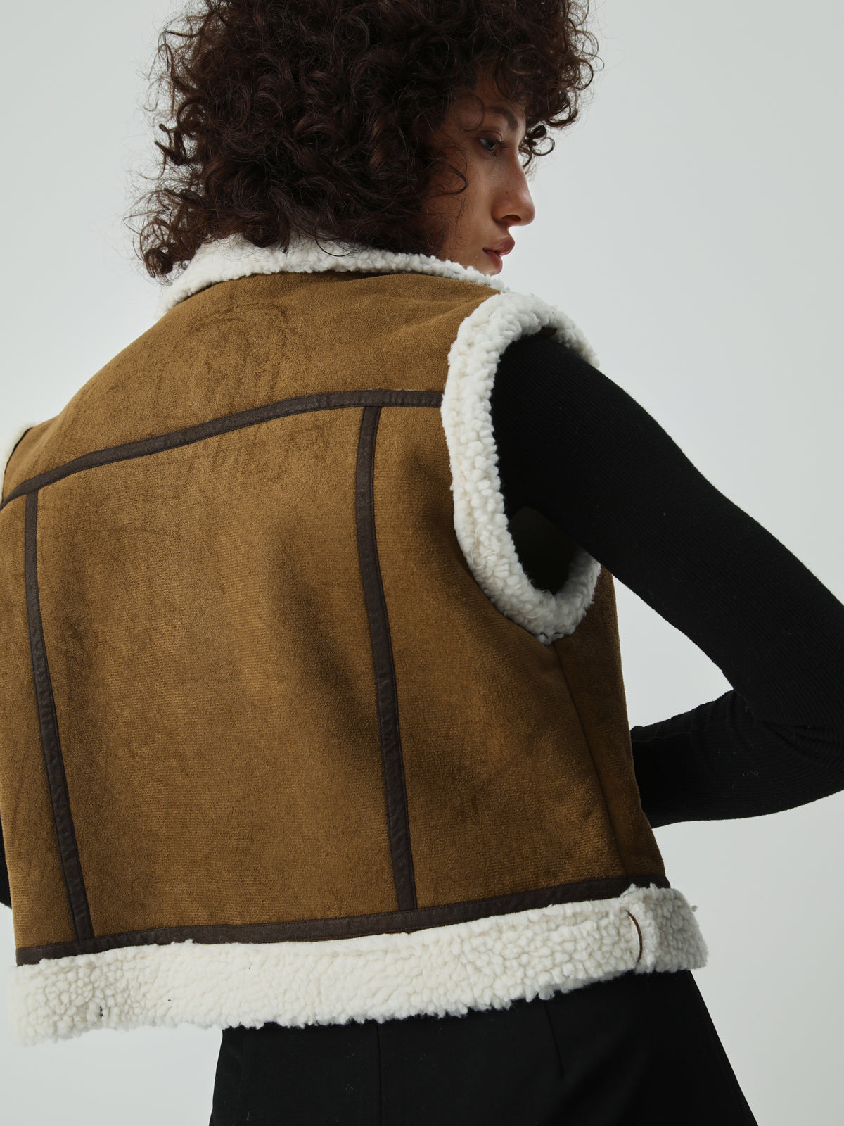 Sherpa Lined Shearling Leather Flight Vest