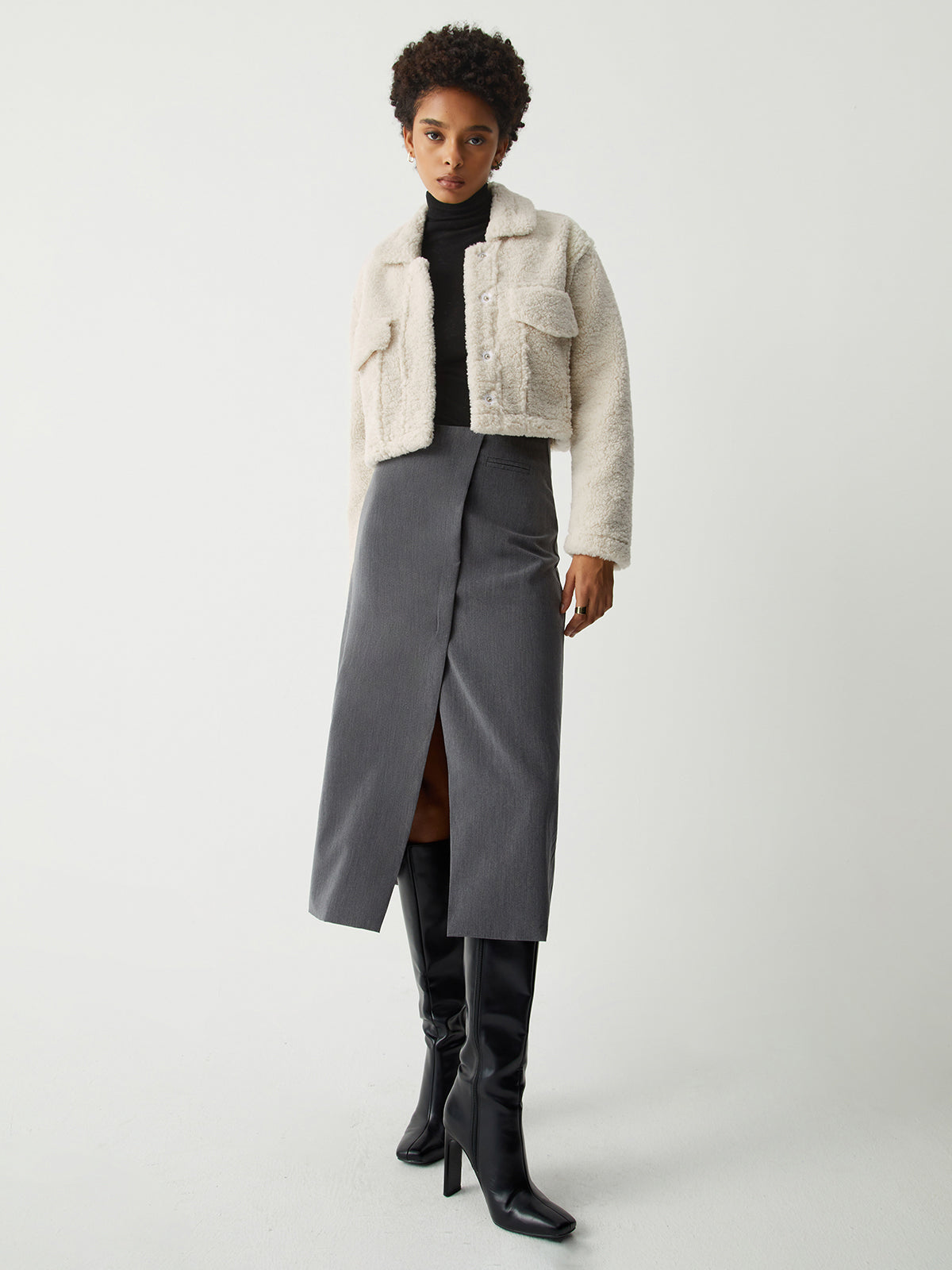 Terry Fleece Crop Jacket