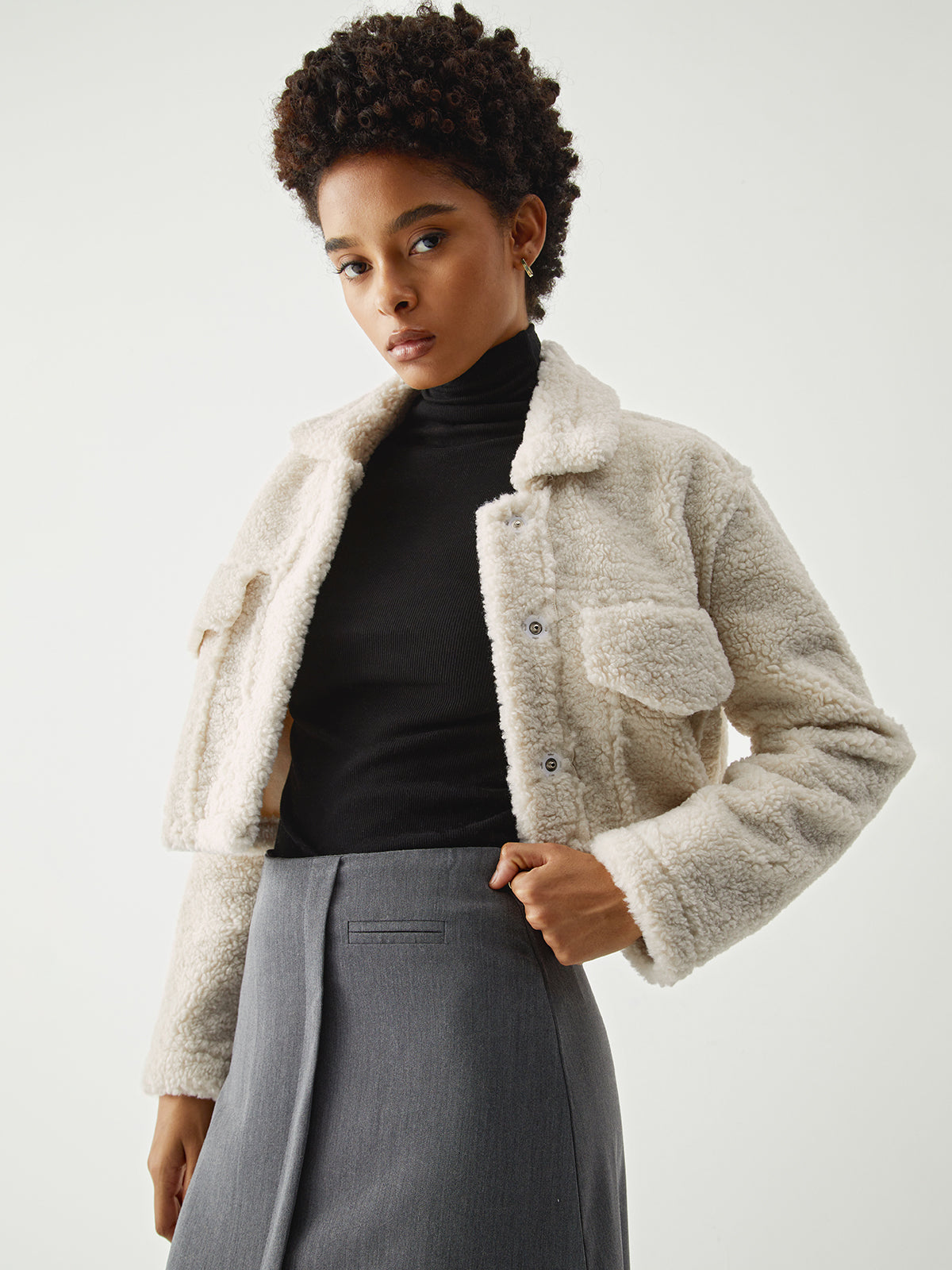 Terry Fleece Crop Jacket
