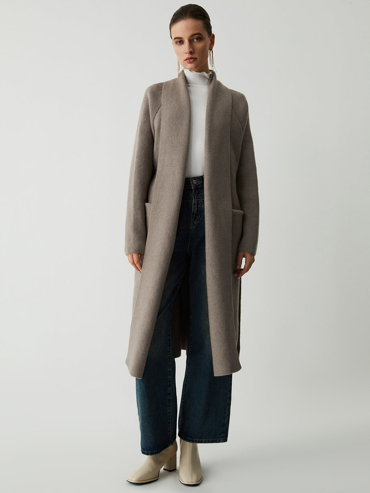Tie Front Longline Kimono Coat