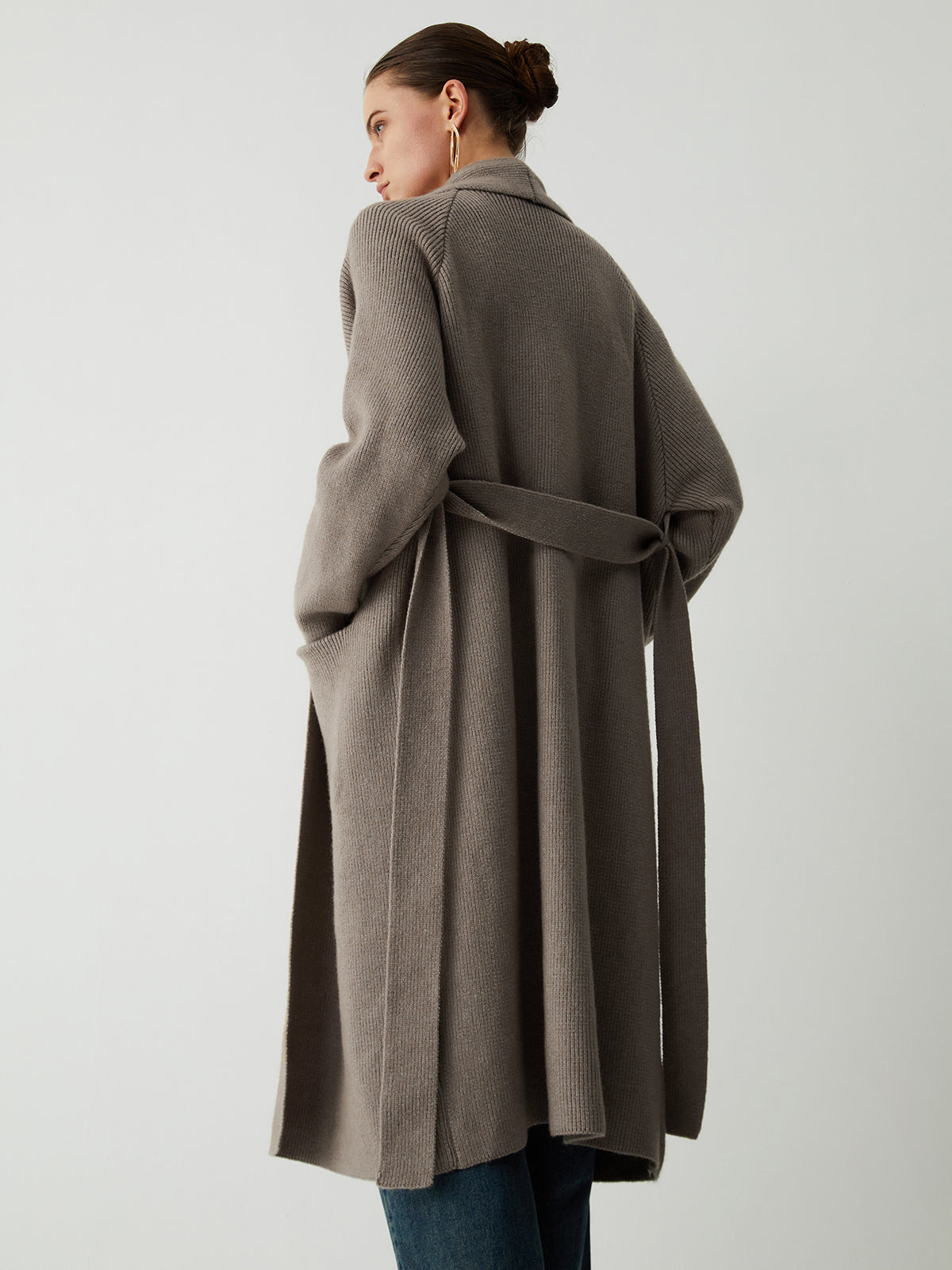 Tie Front Longline Kimono Coat