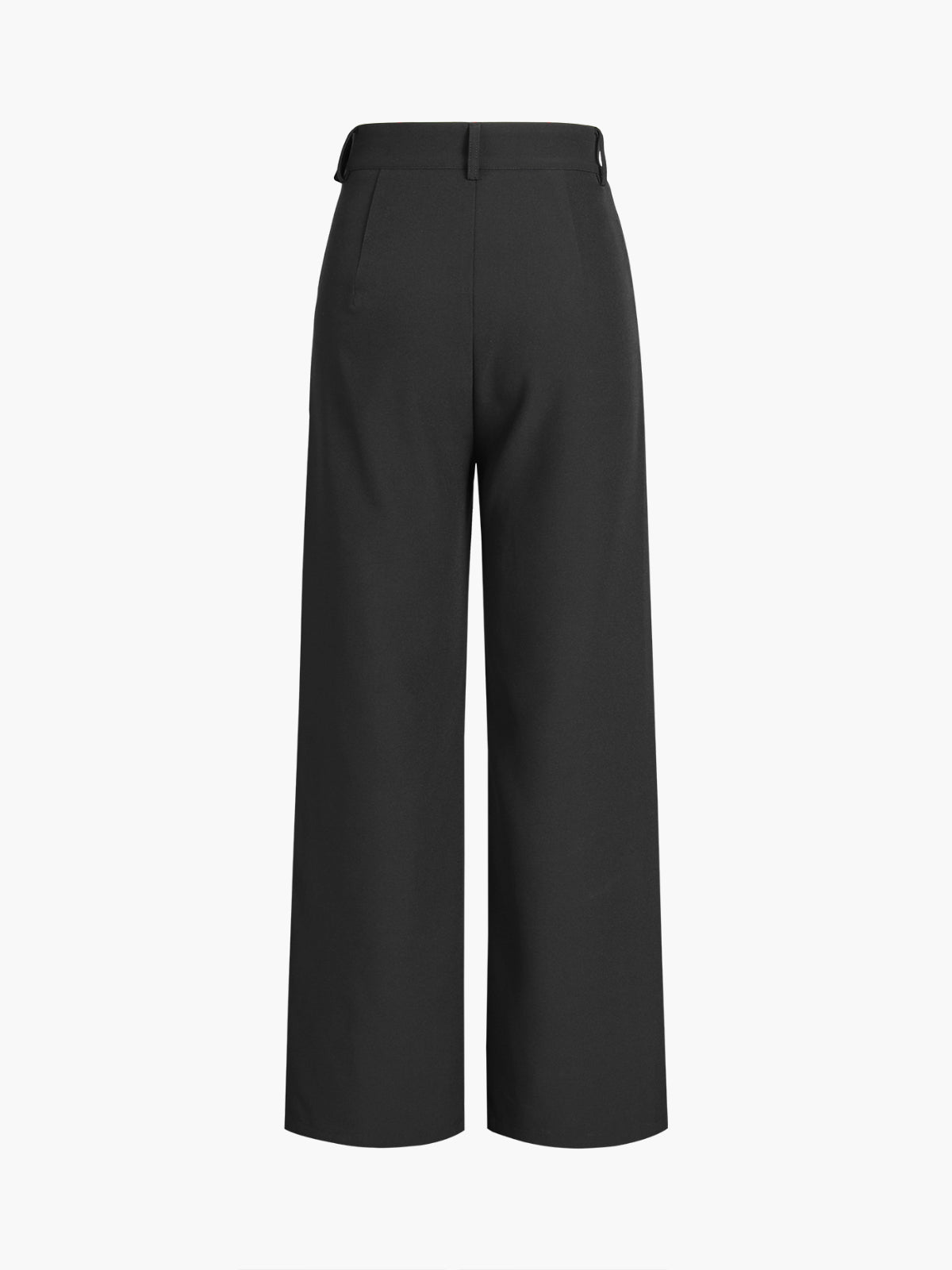 Asymmetric Fold Over Waistband Straight Leg Dress Pants