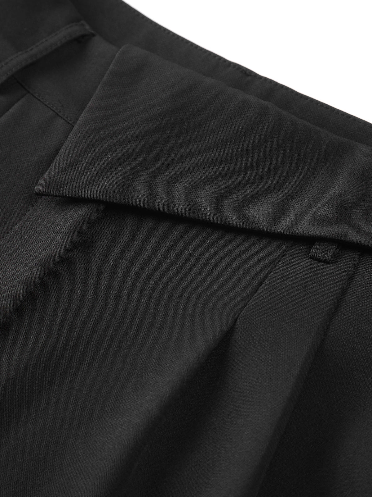 Asymmetric Fold Over Waistband Straight Leg Dress Pants