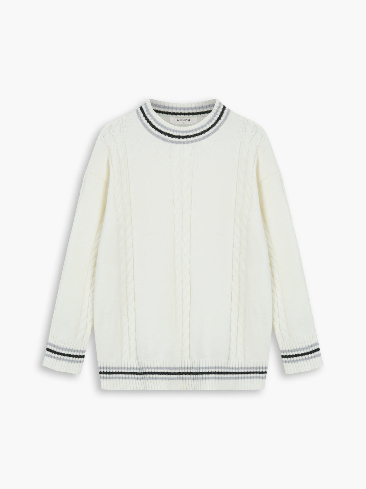 Cable Knit Contrast Trim Sweater