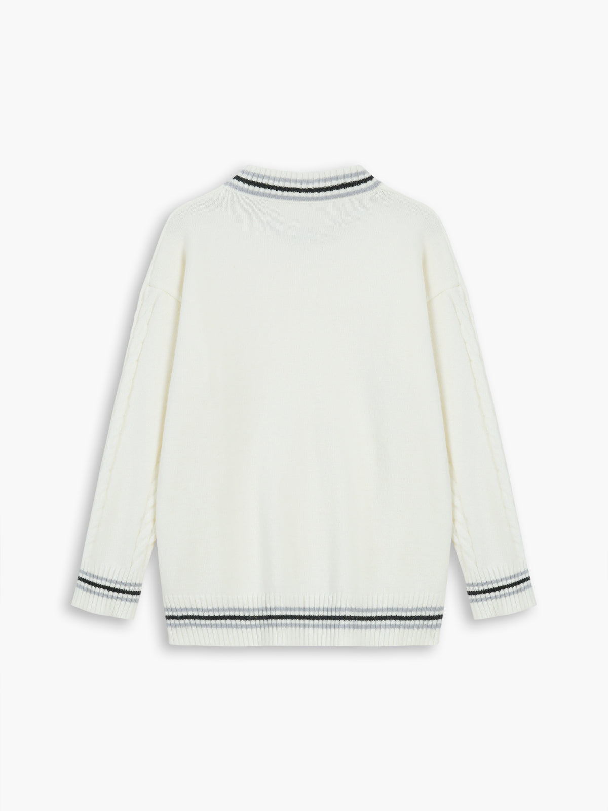 Cable Knit Contrast Trim Sweater