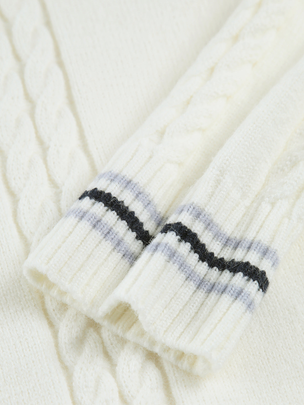 Cable Knit Contrast Trim Sweater