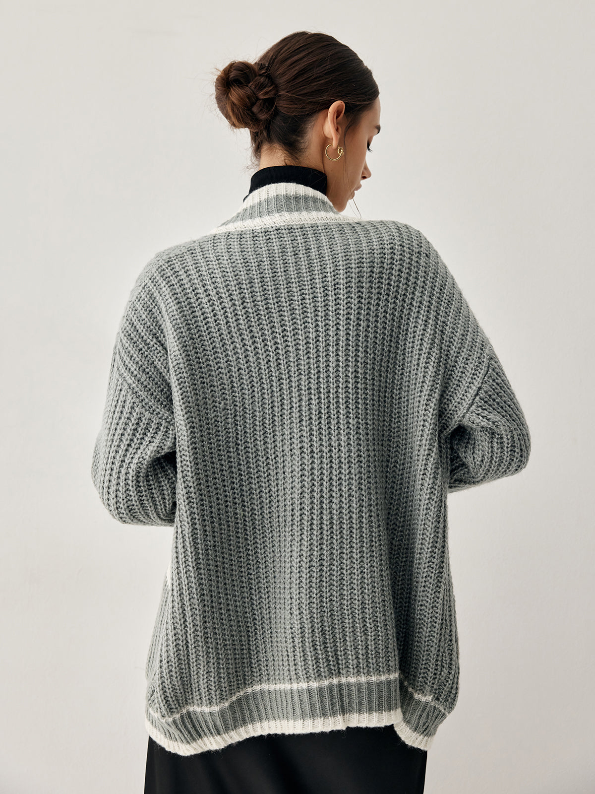 Chunky Knit Double Pockets Slouchy Cardigan