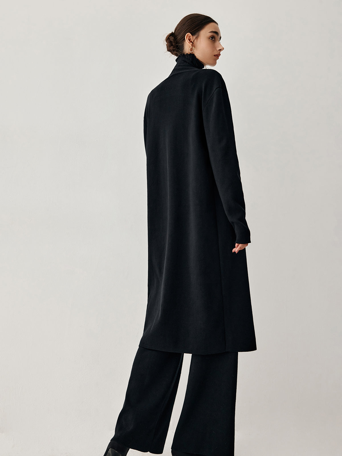 Turtleneck Rib Vest With Matching Longline Cardigan And Pants