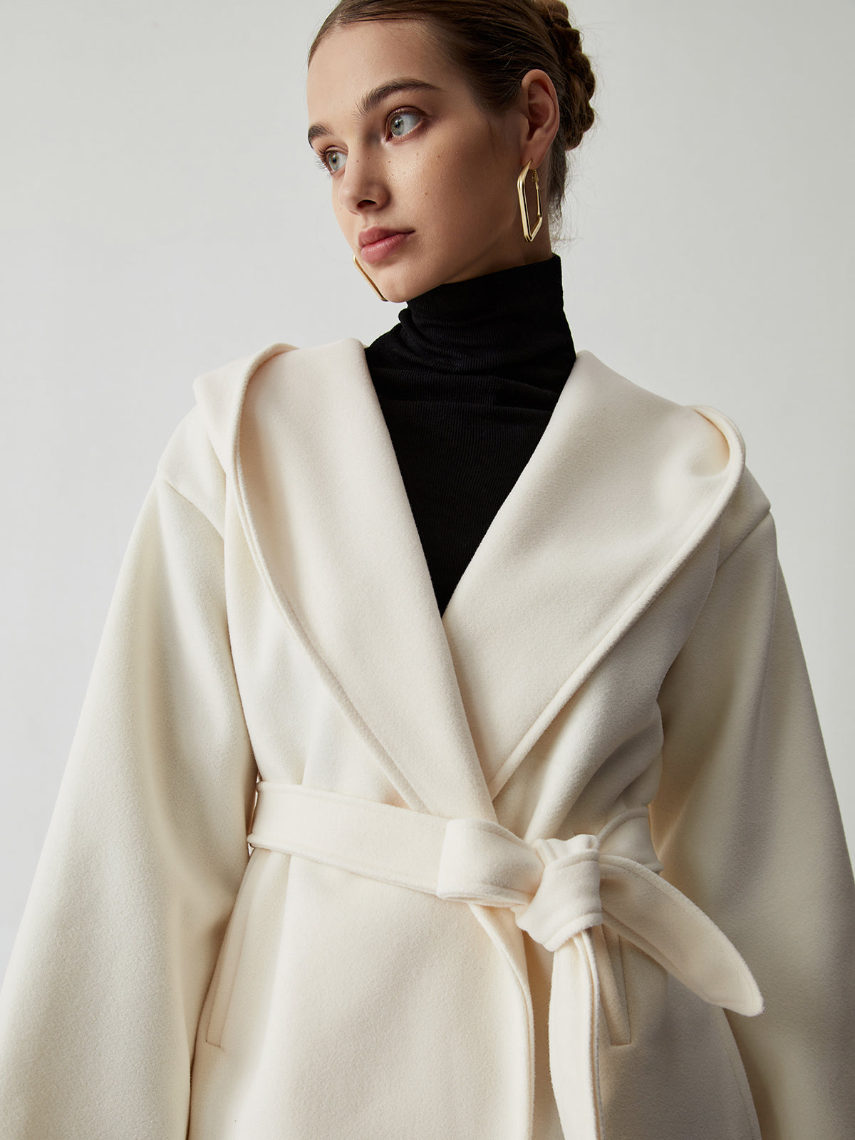 Tie Front Hooded Kimono Coat