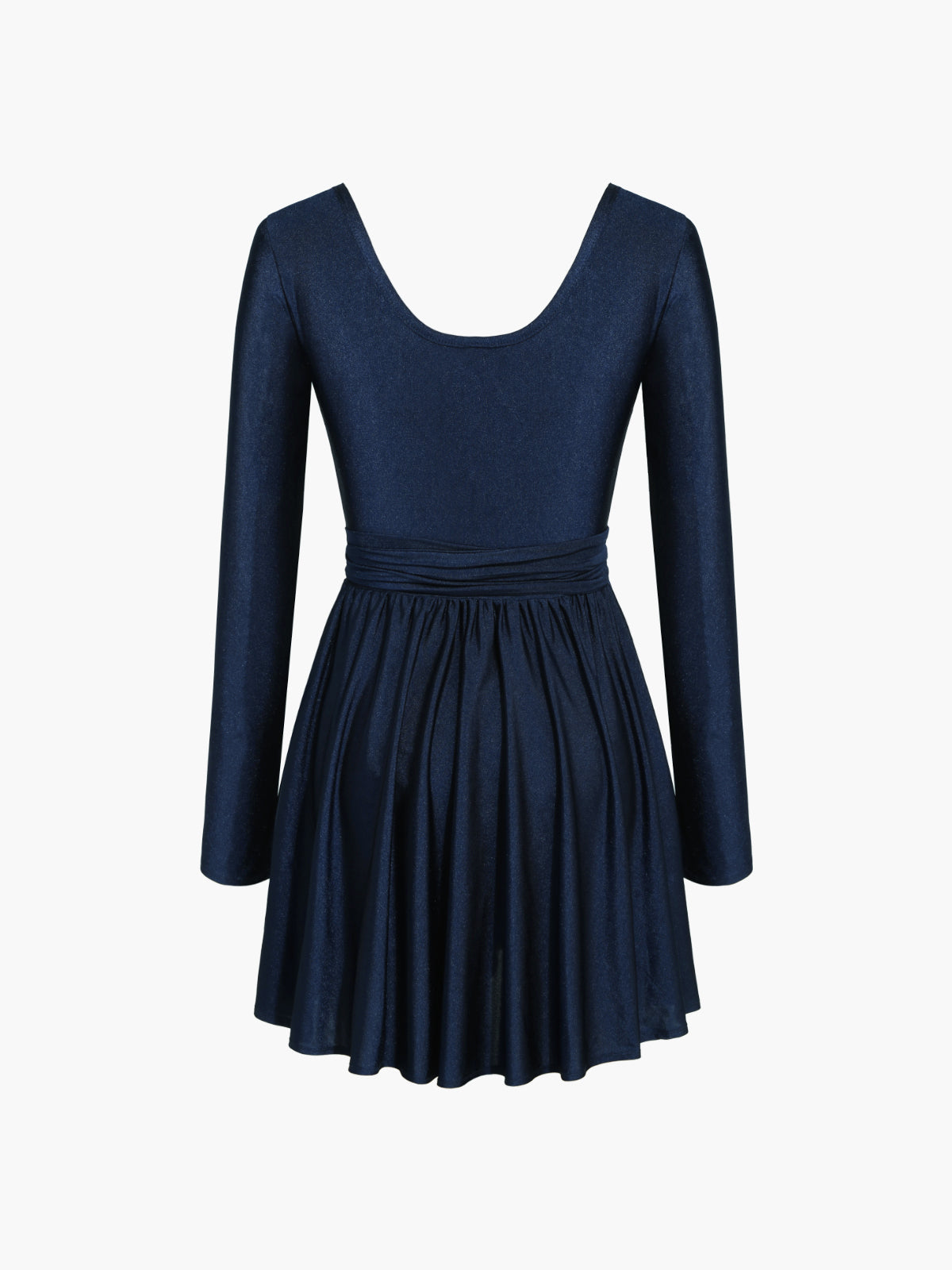 Tie Front Long Sleeve Plunge Pleat Short Dress