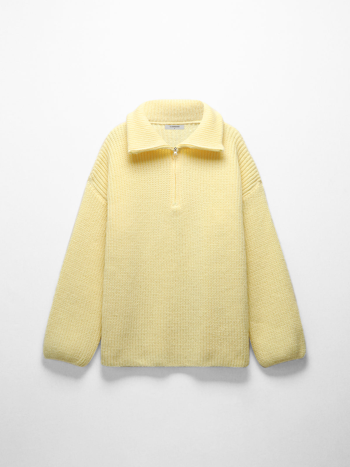 Chunky Knit Quarter Zip Open Collar Sweater