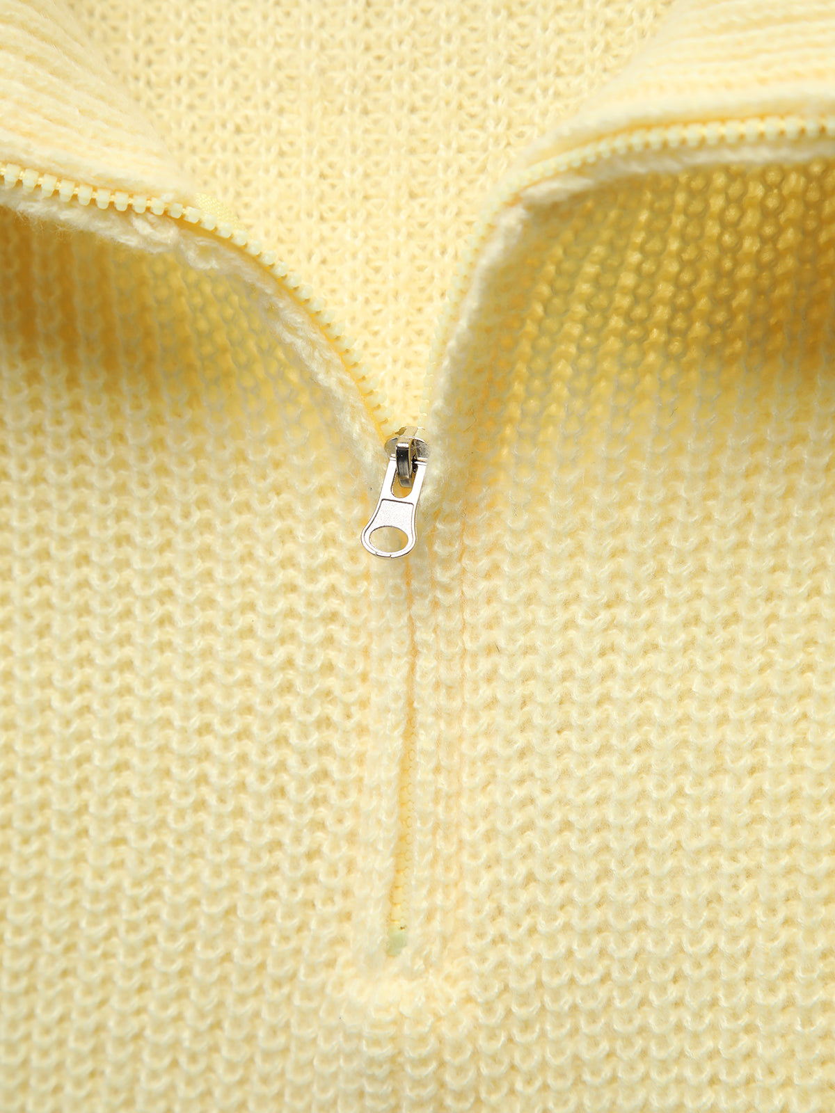 Chunky Knit Quarter Zip Open Collar Sweater