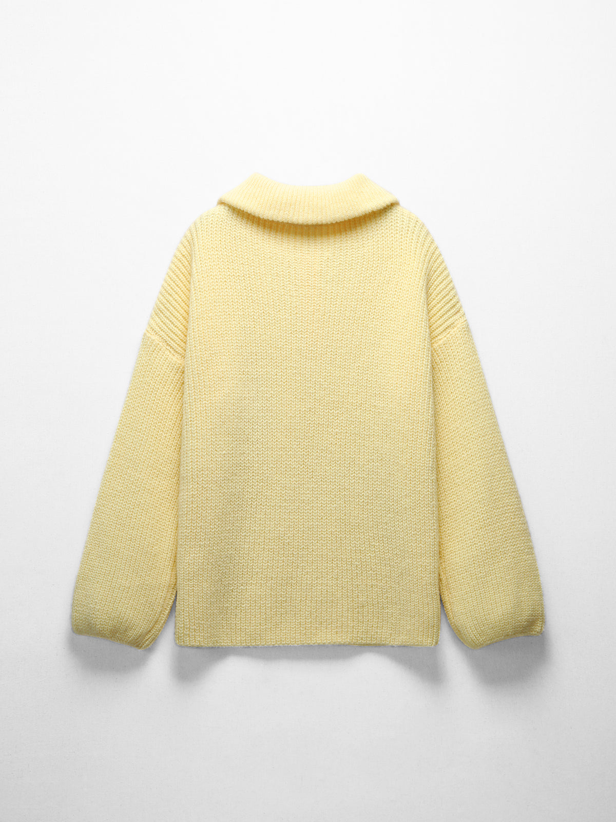 Chunky Knit Quarter Zip Open Collar Sweater