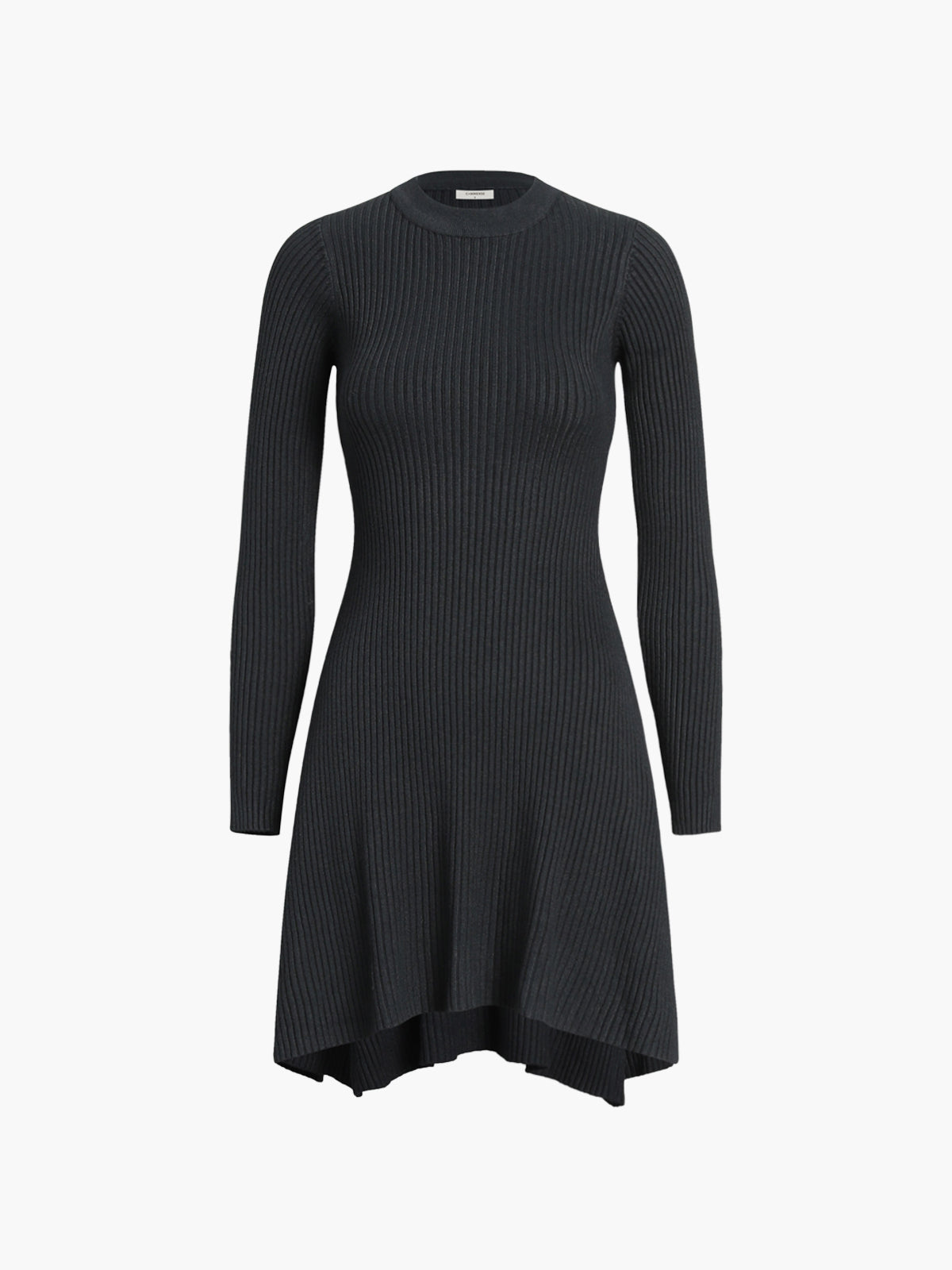 Asymmetric Hem Long Sleeve Short Sweater Dress