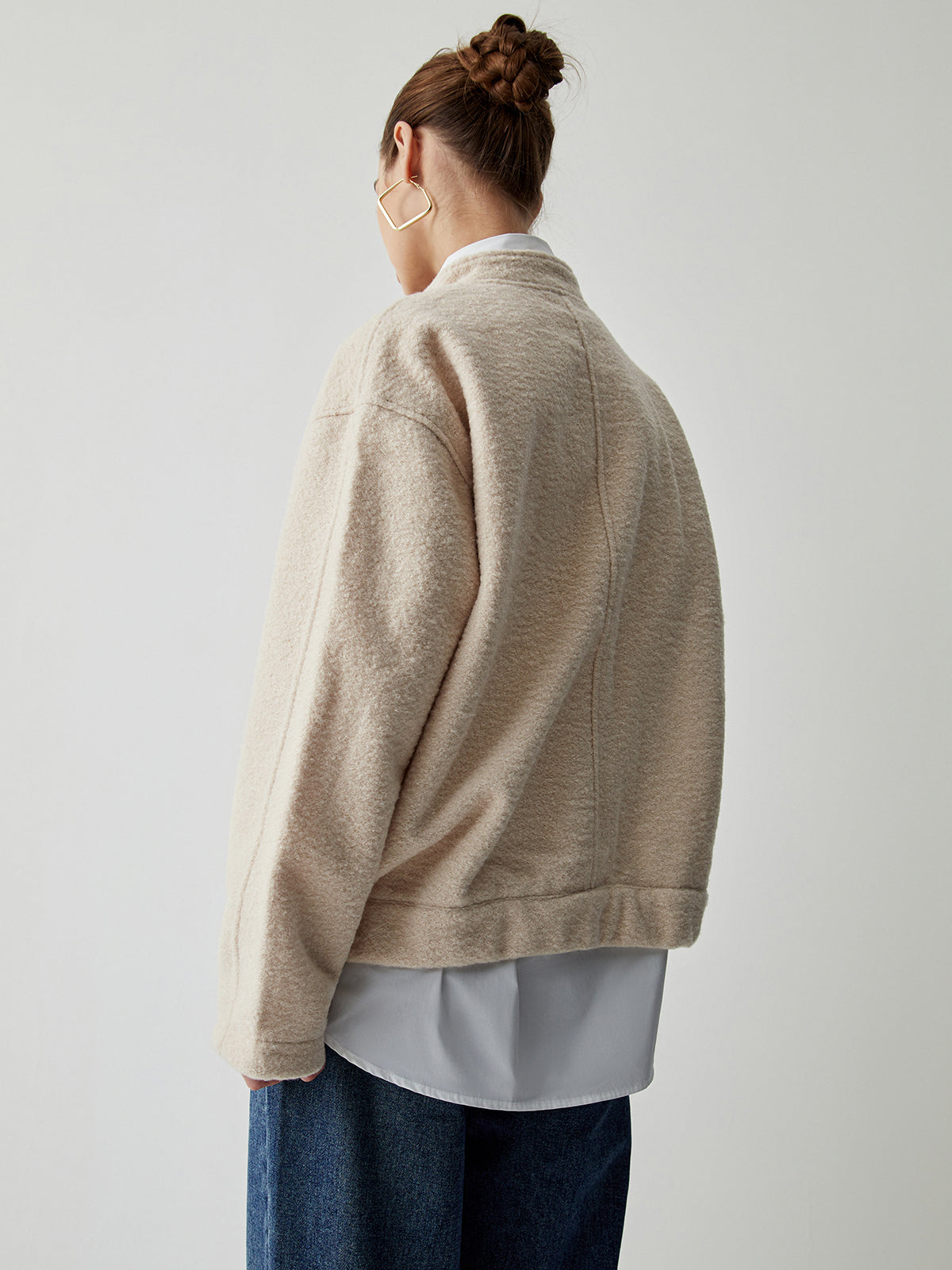 Button Down Double Pockets Bomber Jacket