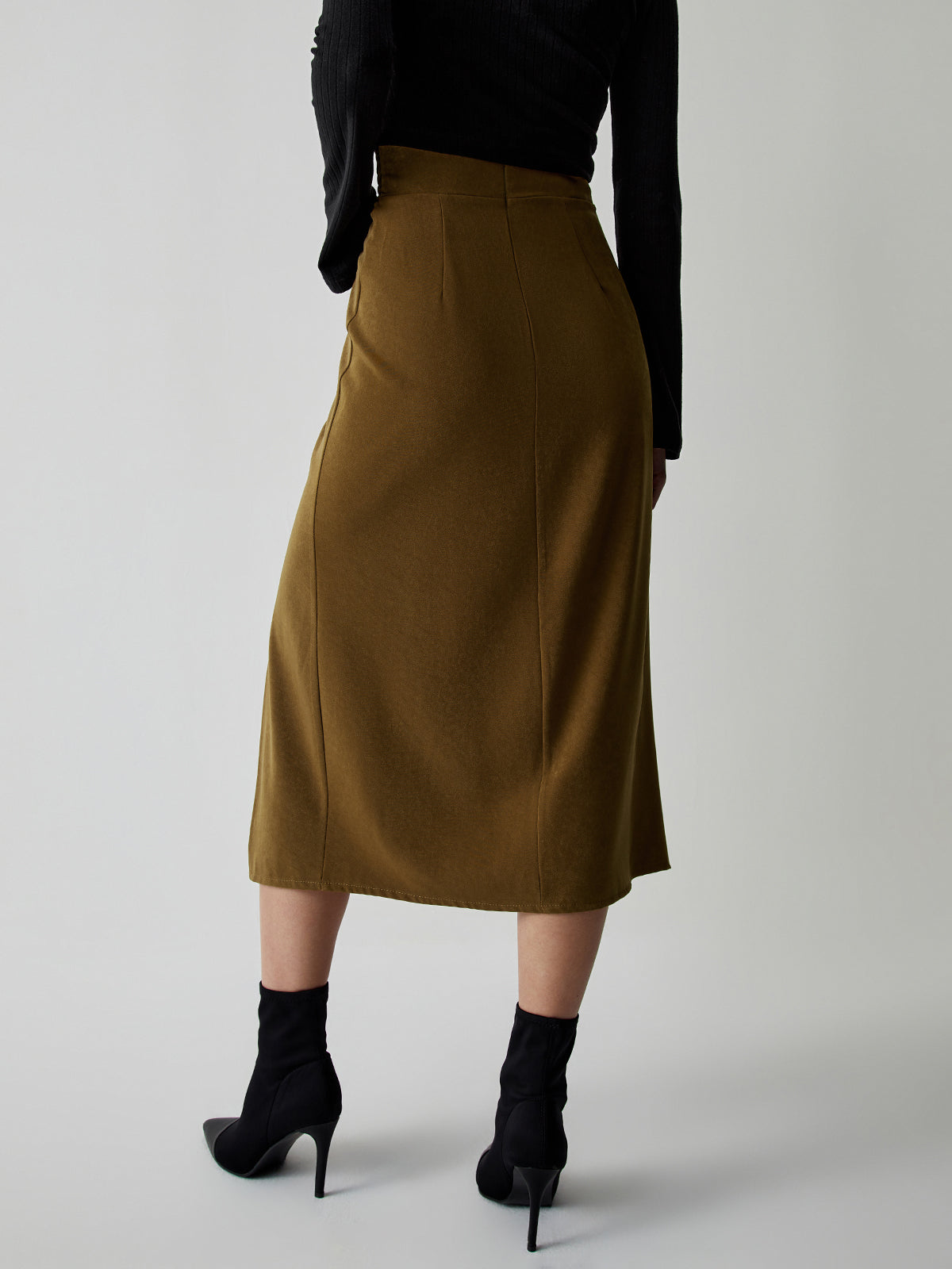 Knotted Slit Midi Skirt