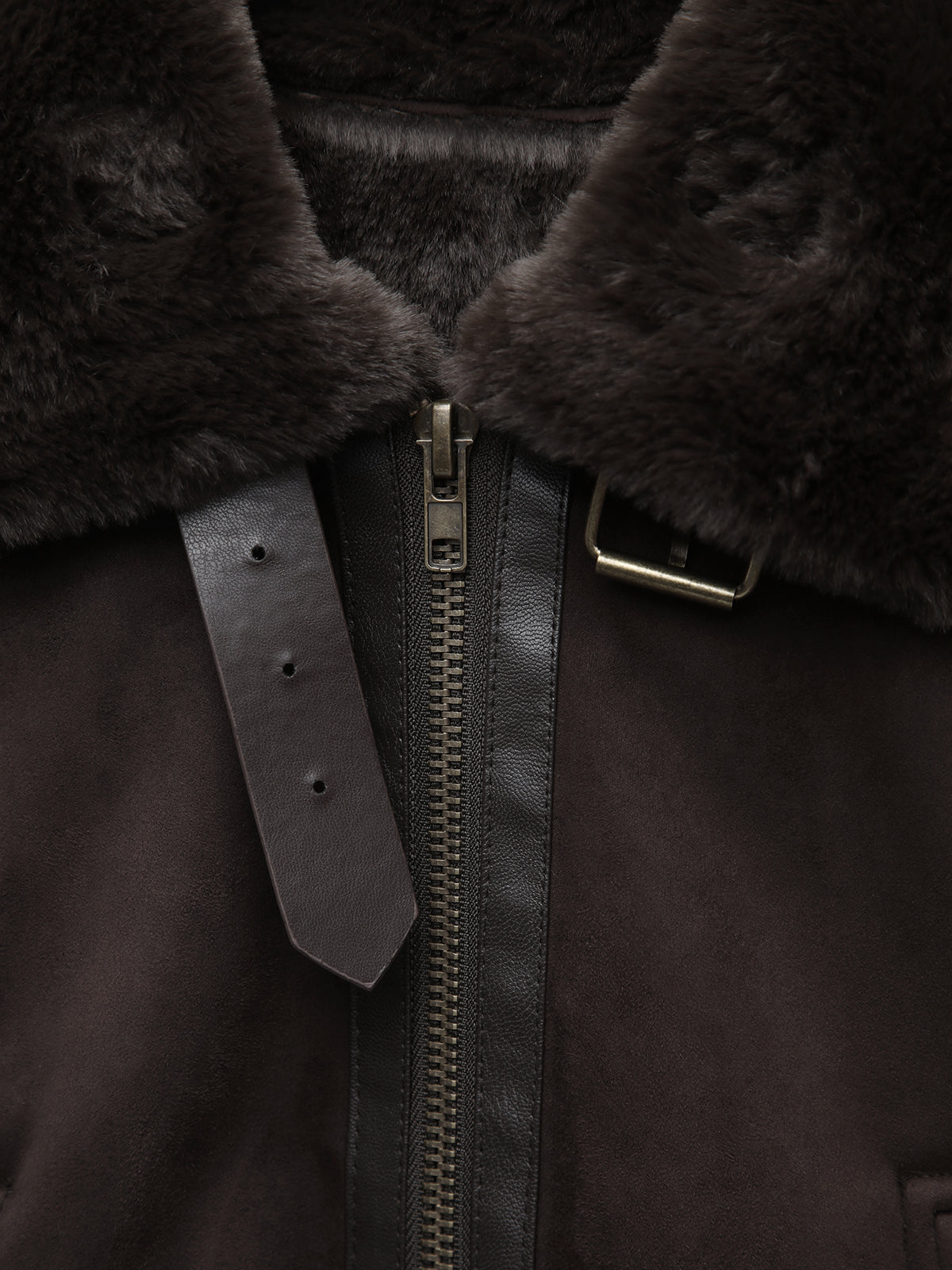Furry Collar Double Pocket Biker Jacket