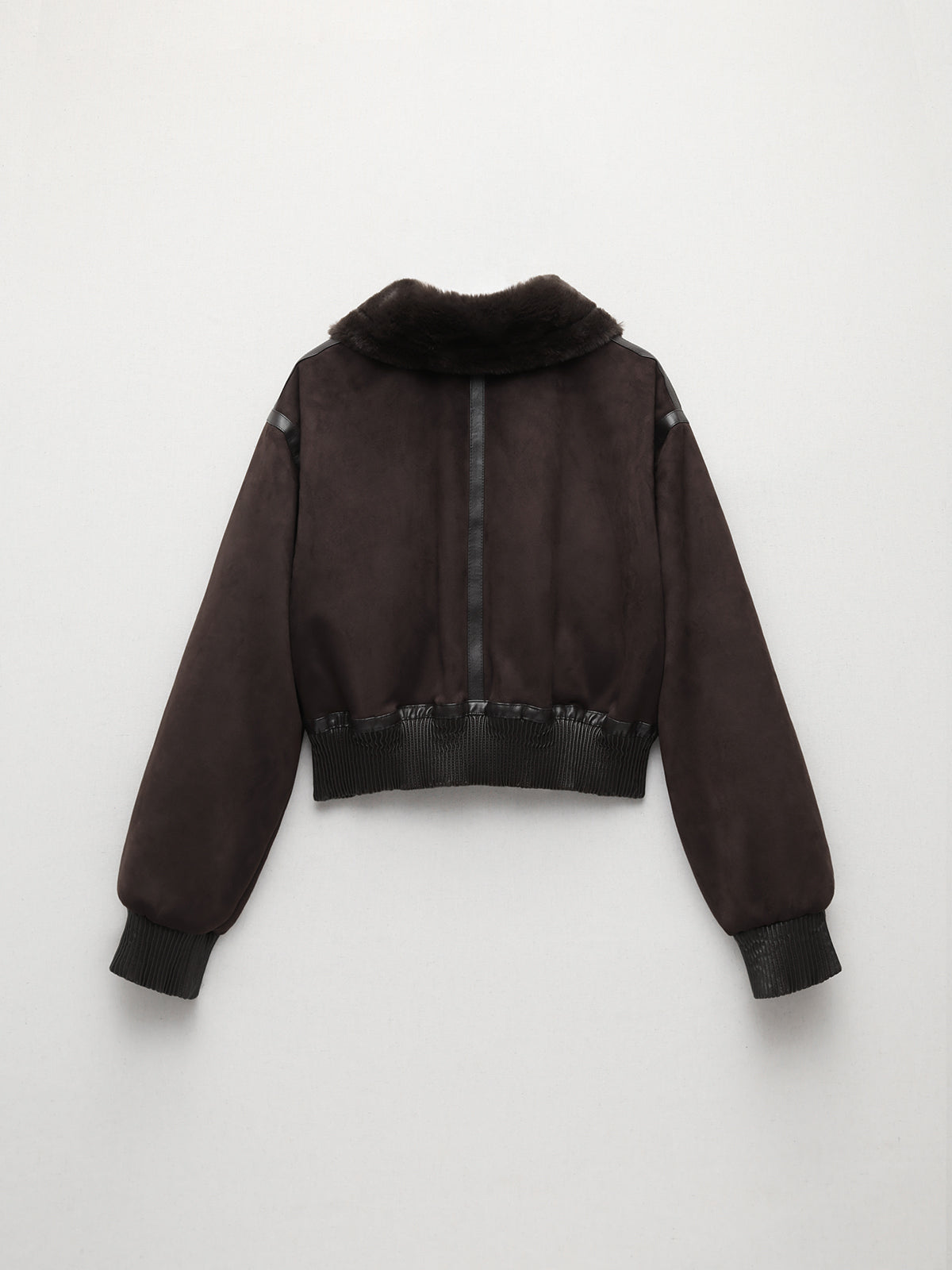 Furry Collar Double Pocket Biker Jacket