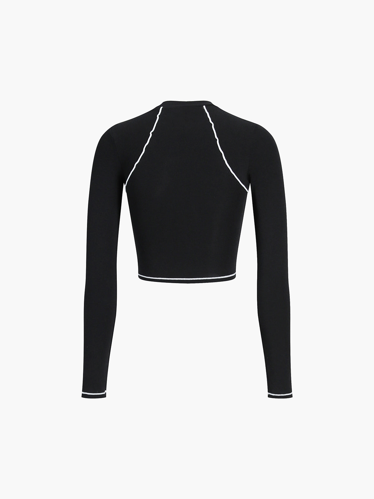 Geometric Print Knit Long Sleeve Crop Top