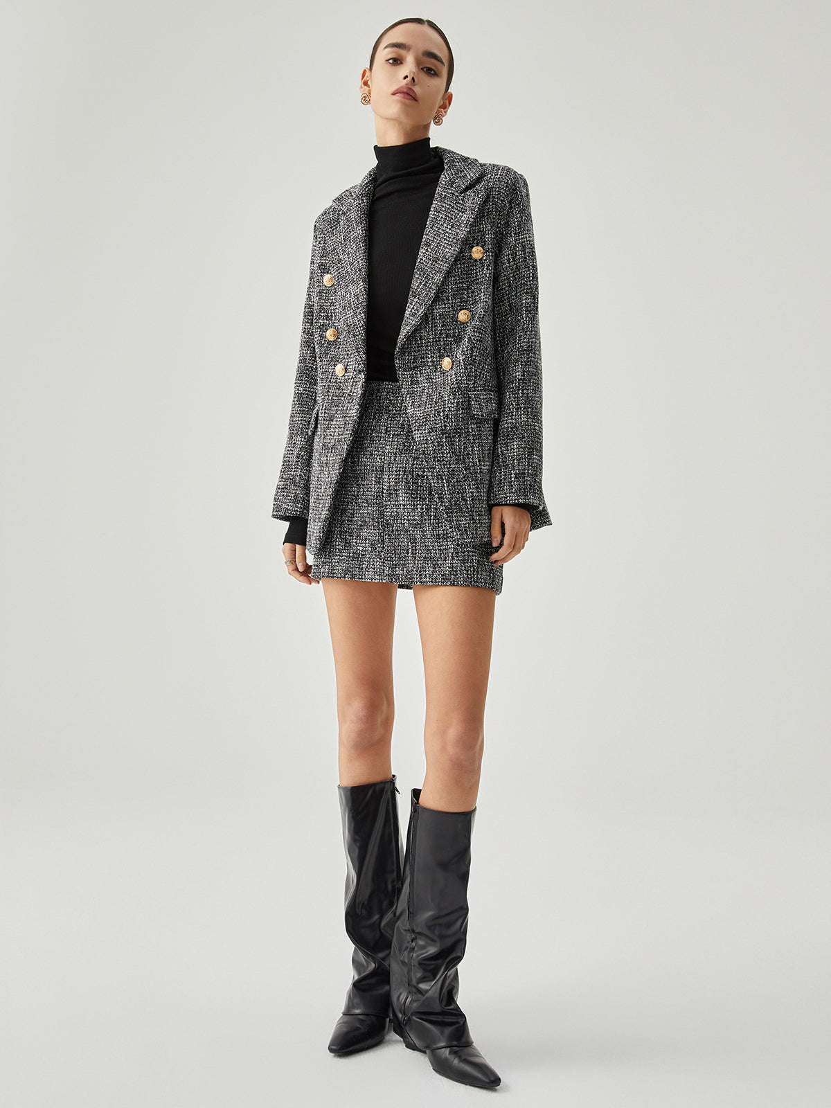 Tweed Button Detail Blazer