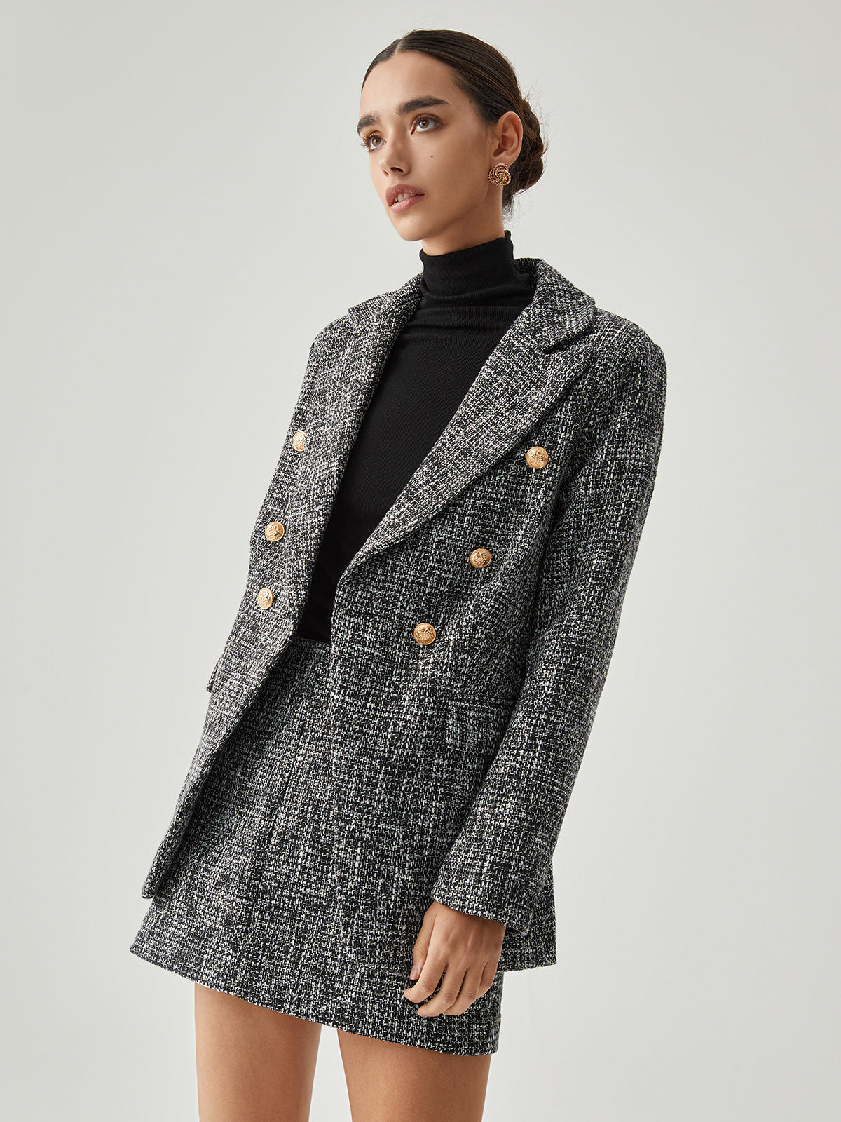 Tweed Button Detail Blazer