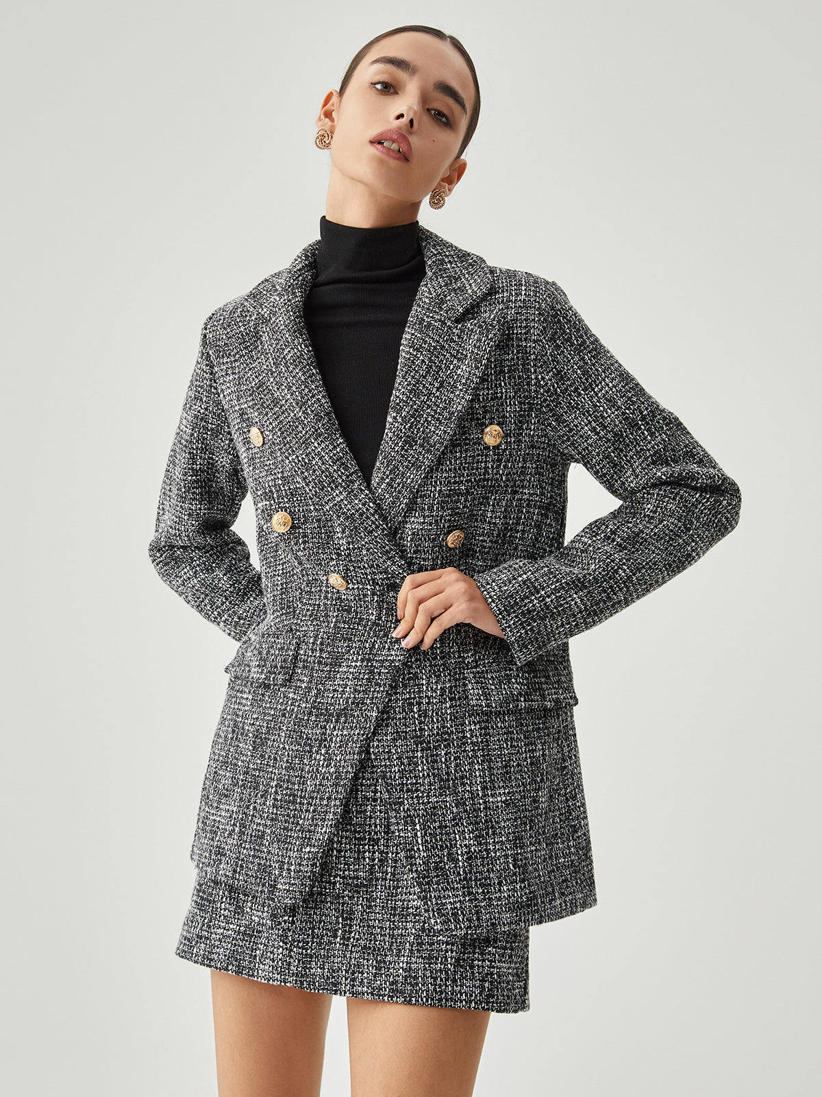 Tweed Button Detail Blazer