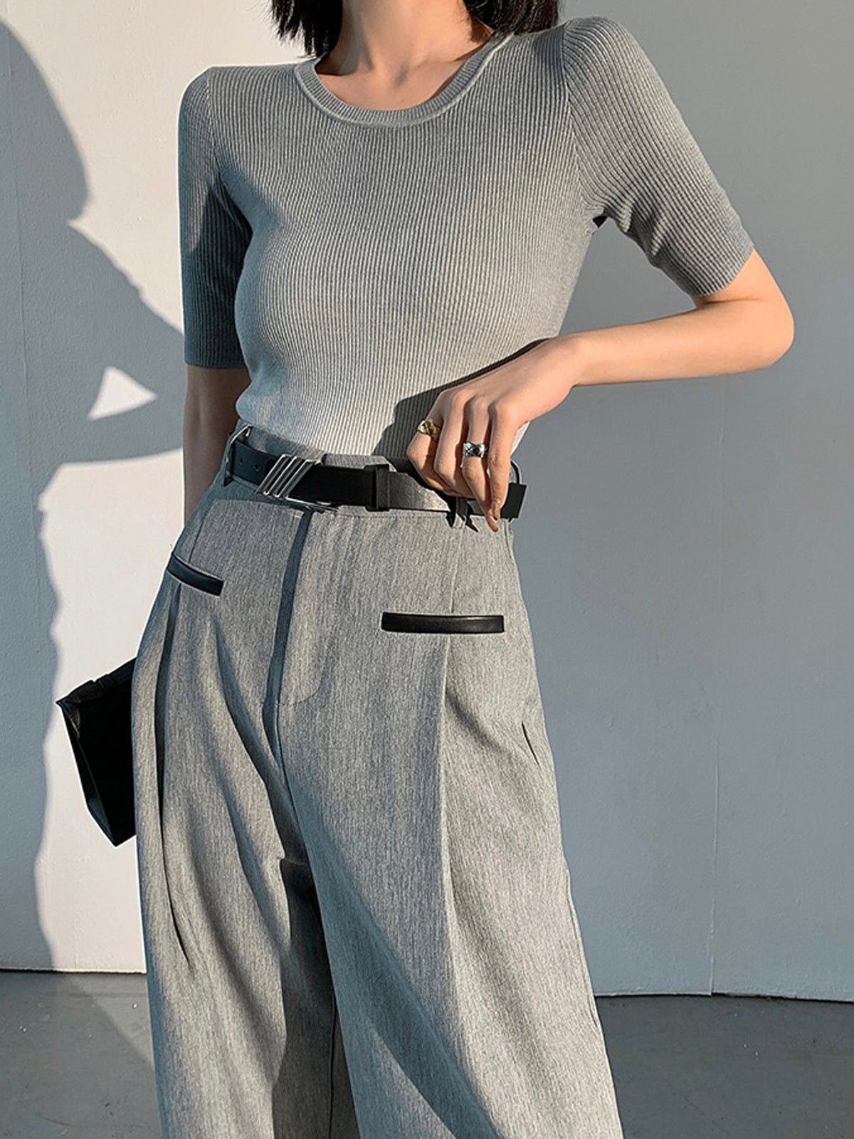 Straight Leg Contrast Trim Dress Pants