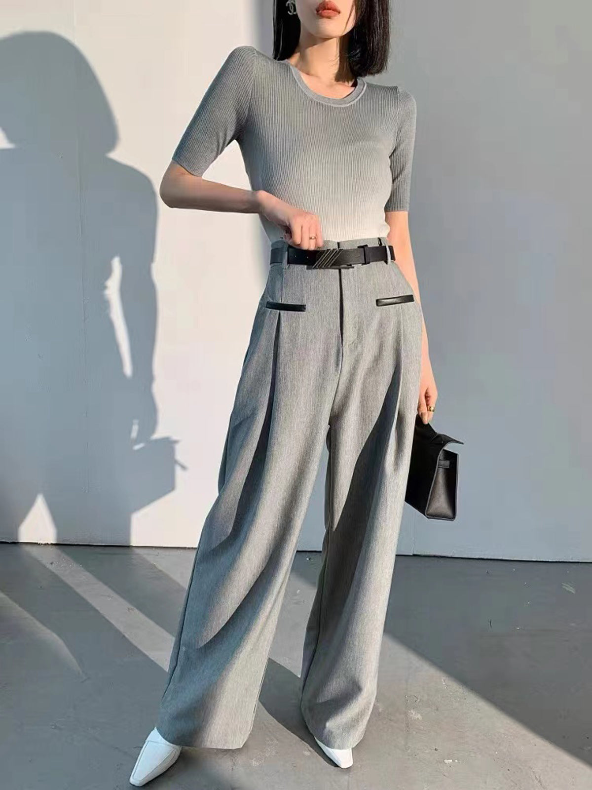 Straight Leg Contrast Trim Dress Pants