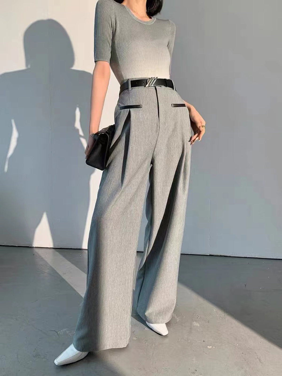Straight Leg Contrast Trim Dress Pants