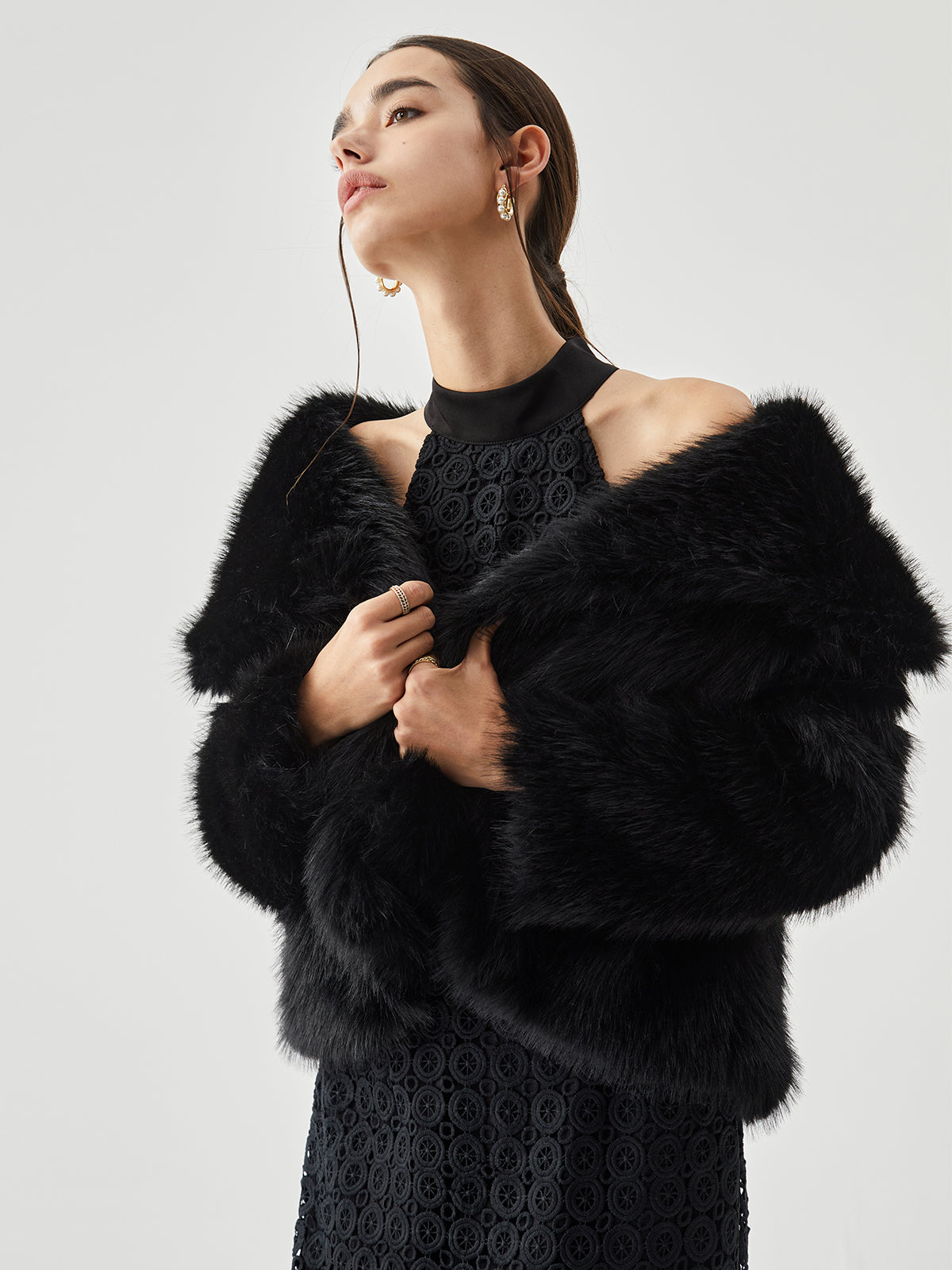 Elegant Fuzzy Faux Fur Coat