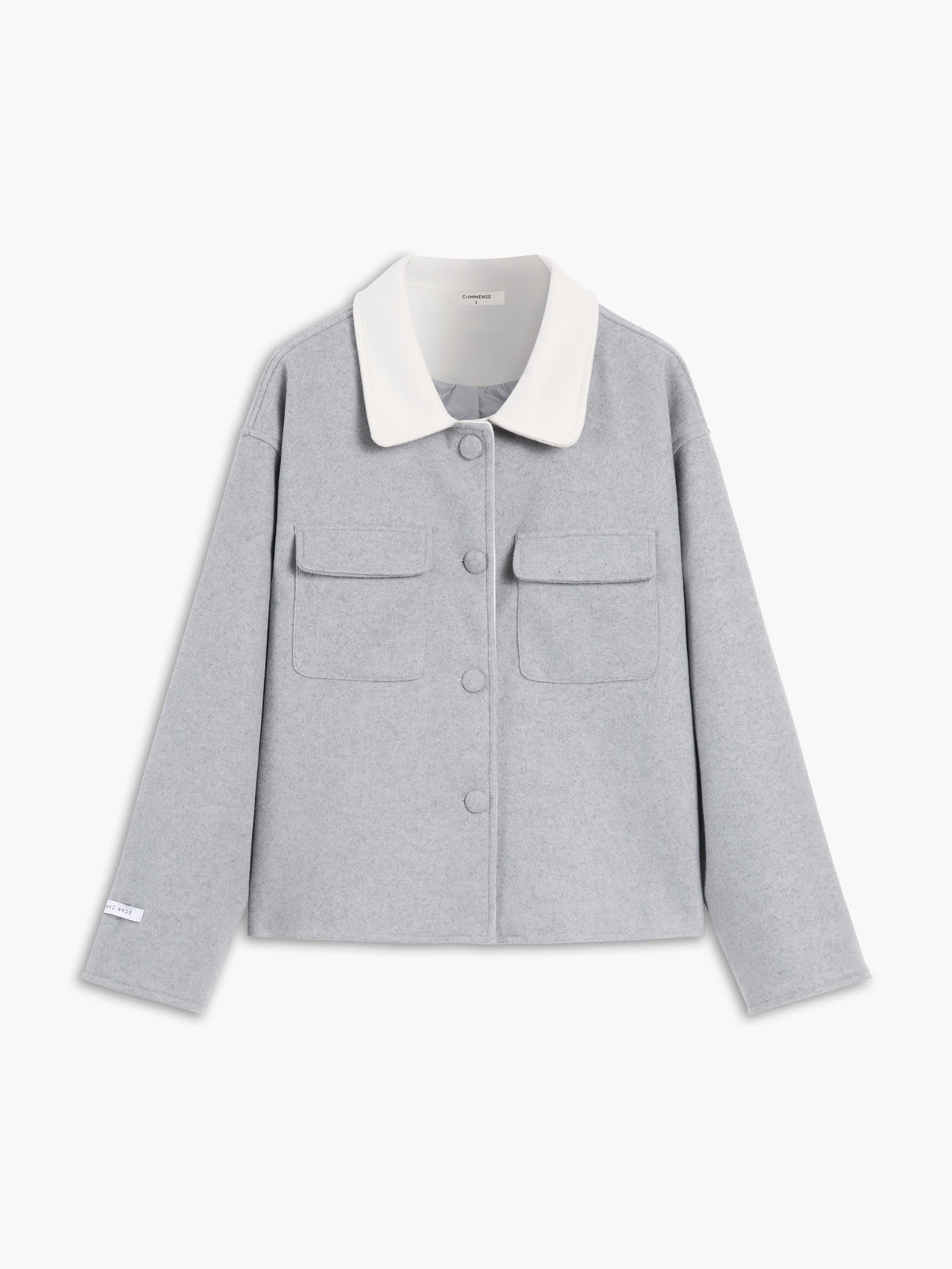 Tweed Contrast Trim Pocket Button-down Coat