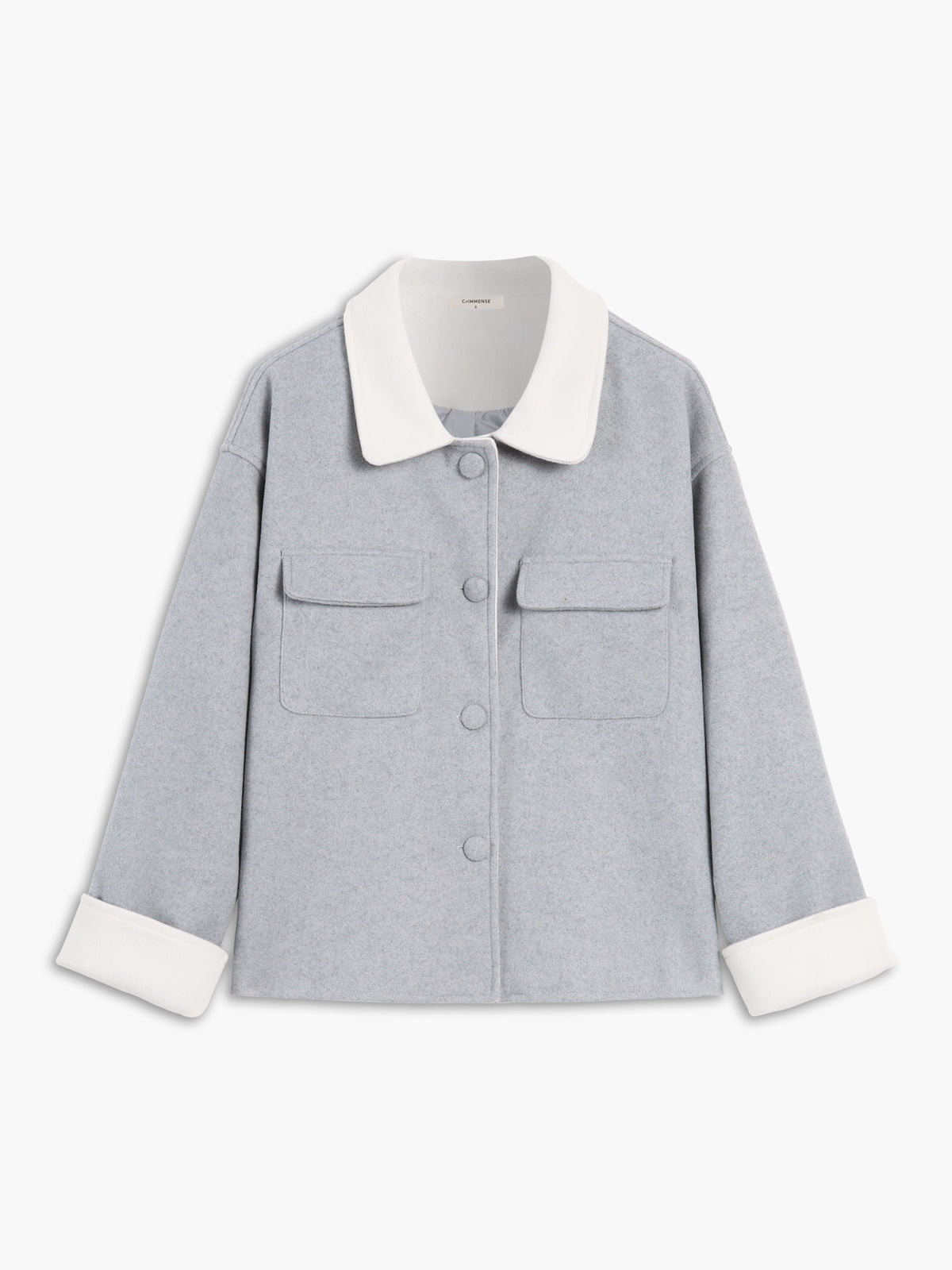 Tweed Contrast Trim Pocket Button-down Coat