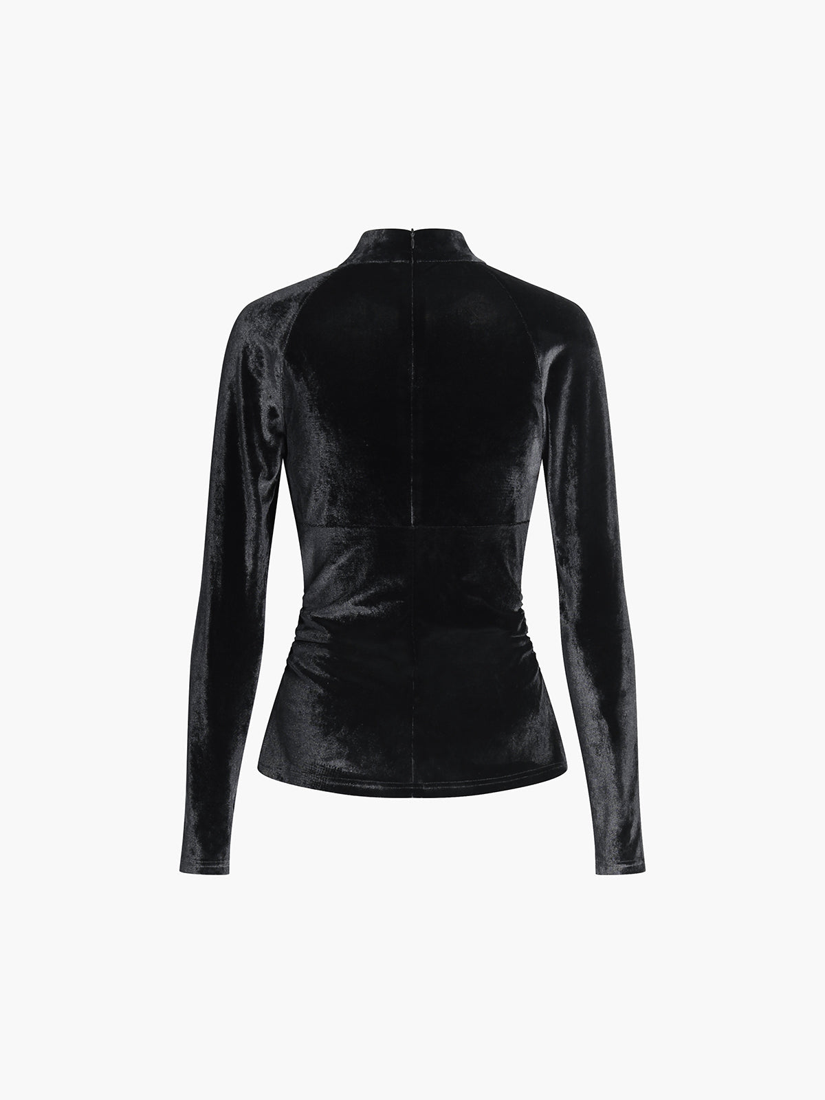 Velvet Lace Patchwork Draped Zip-back Shirt