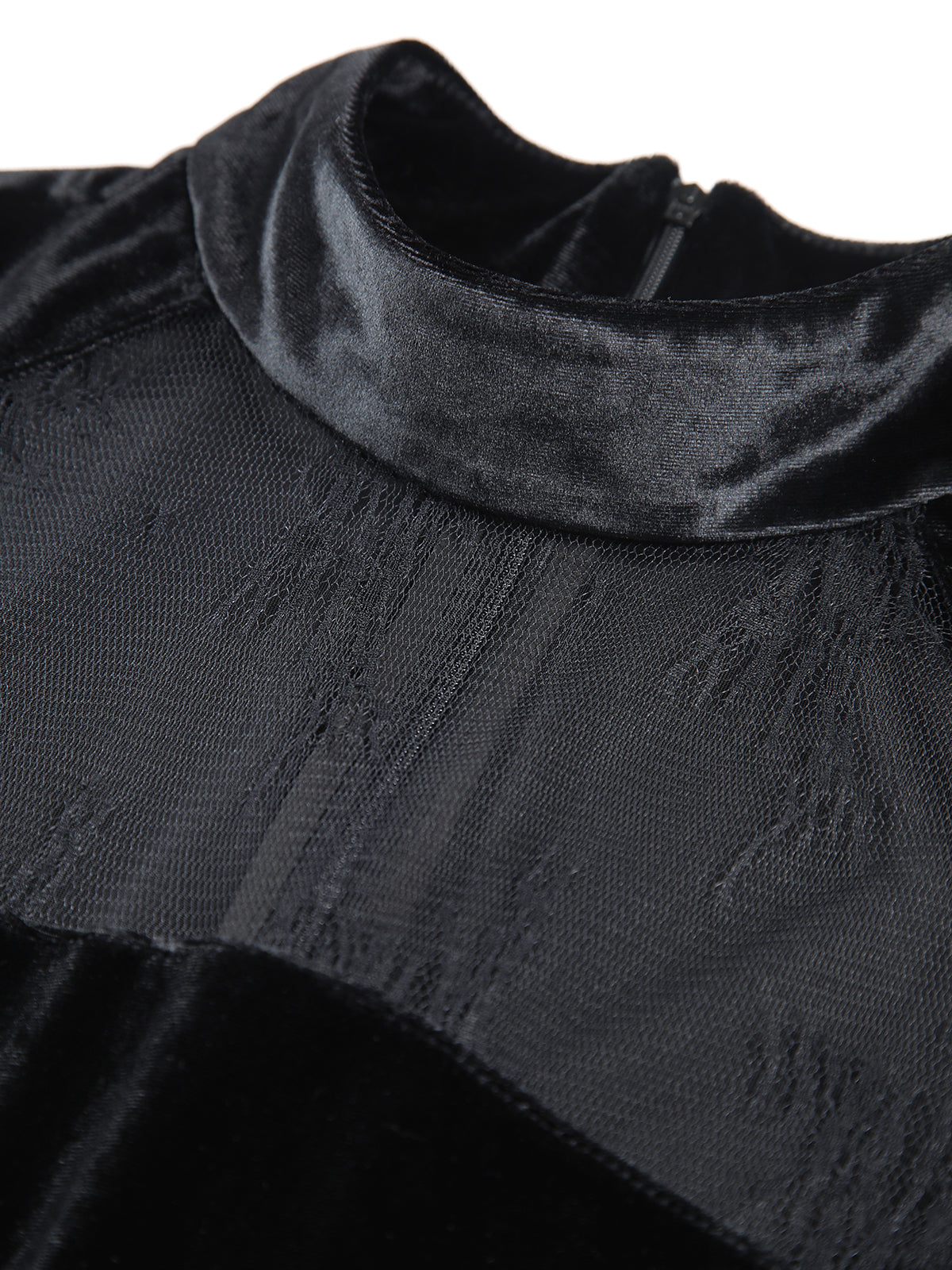 Velvet Lace Patchwork Draped Zip-back Shirt