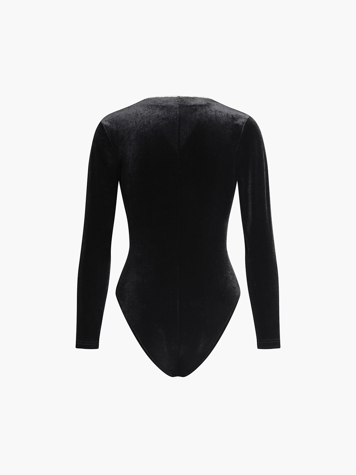 V-Neck Diamond Velvet Long Sleeve Bodysuit