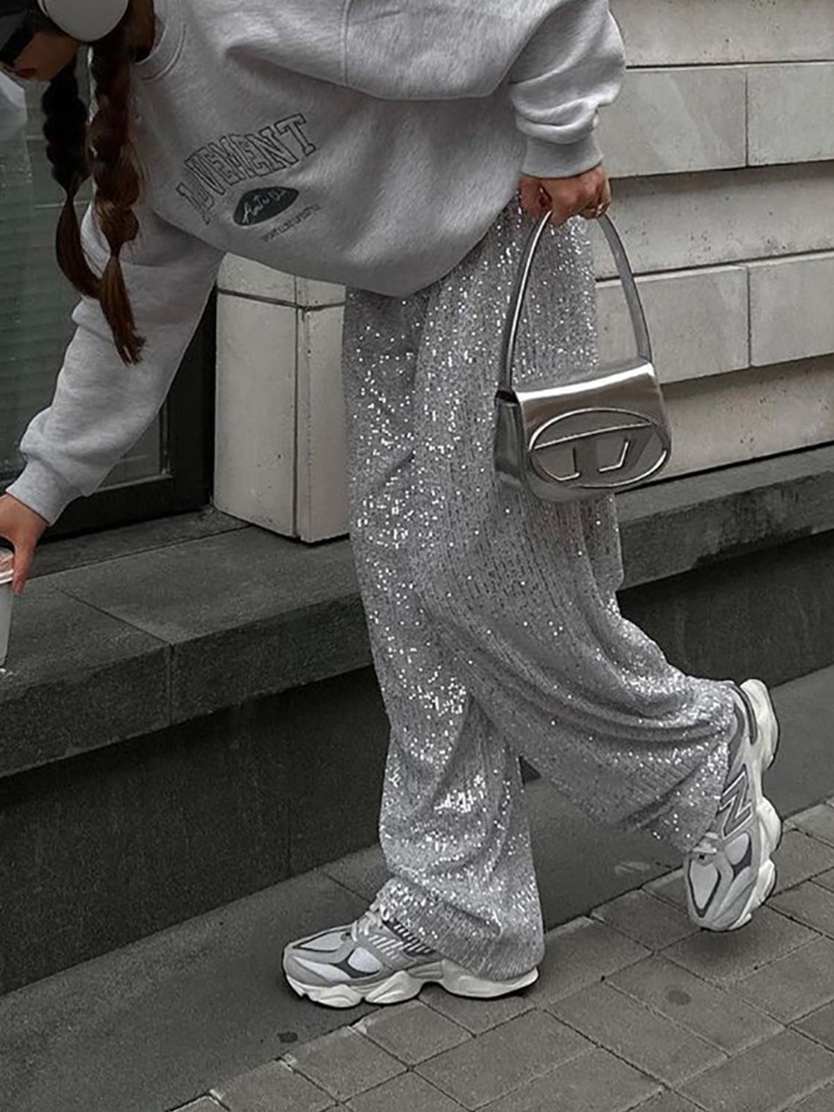 Oversized Sequin Straight Leg Pants