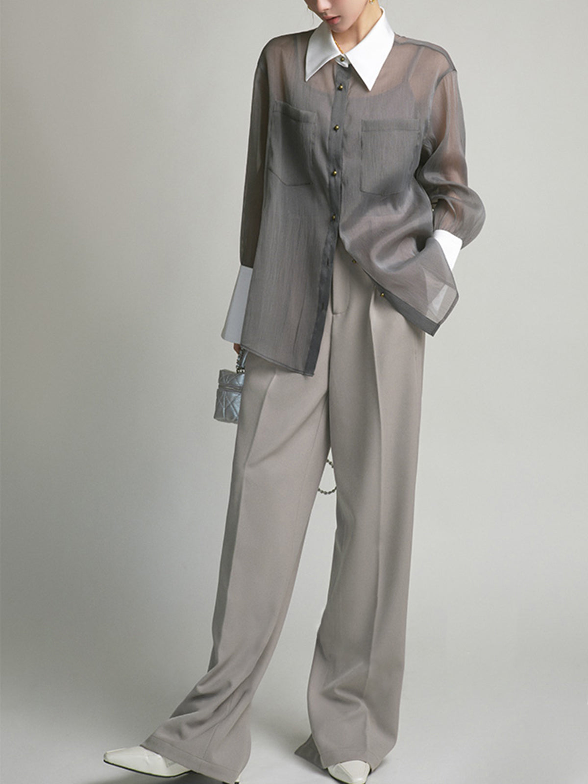 Pocket Straight Leg Split Pants