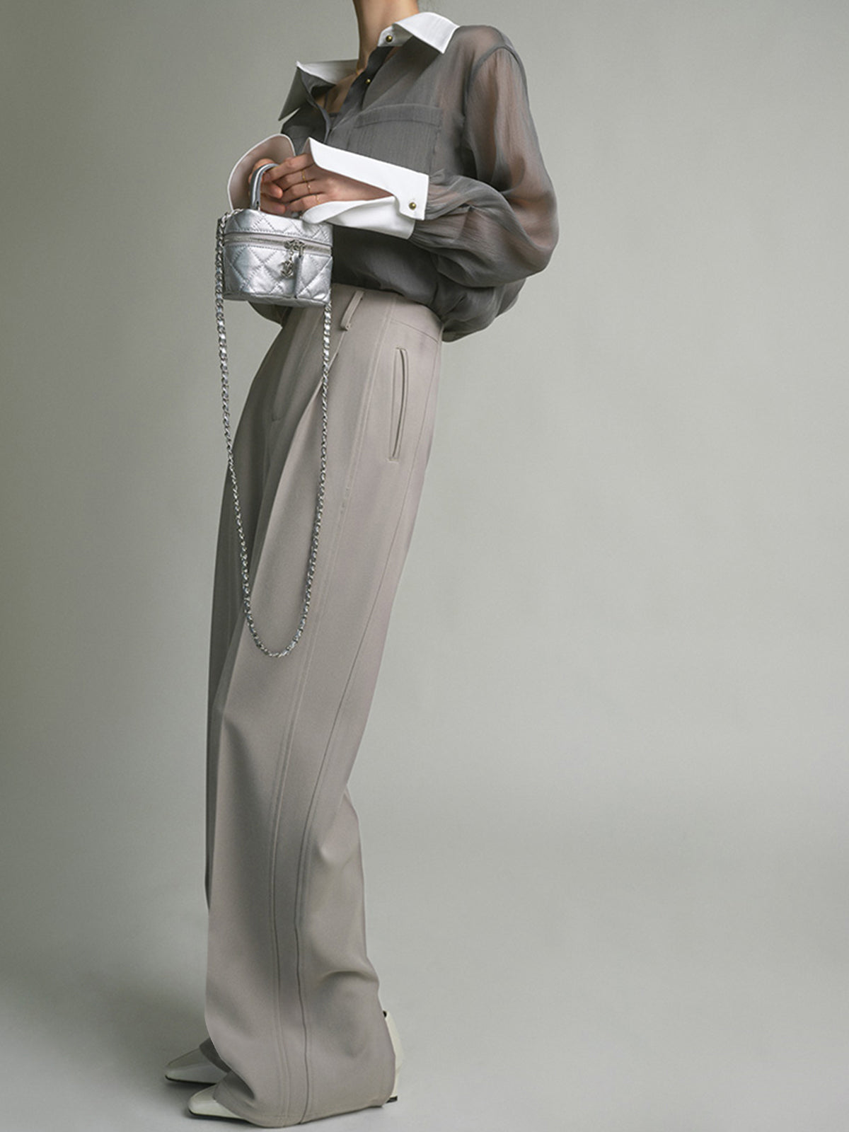 Pocket Straight Leg Split Pants
