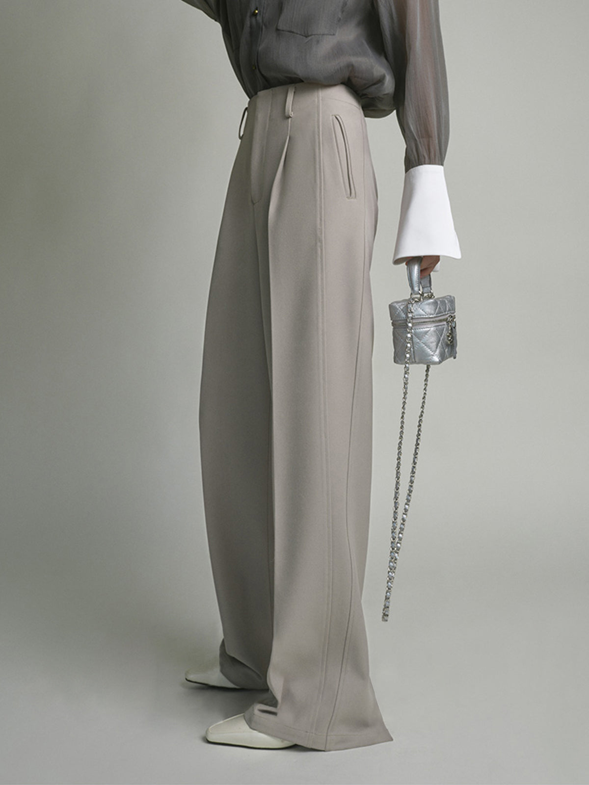 Pocket Straight Leg Split Pants