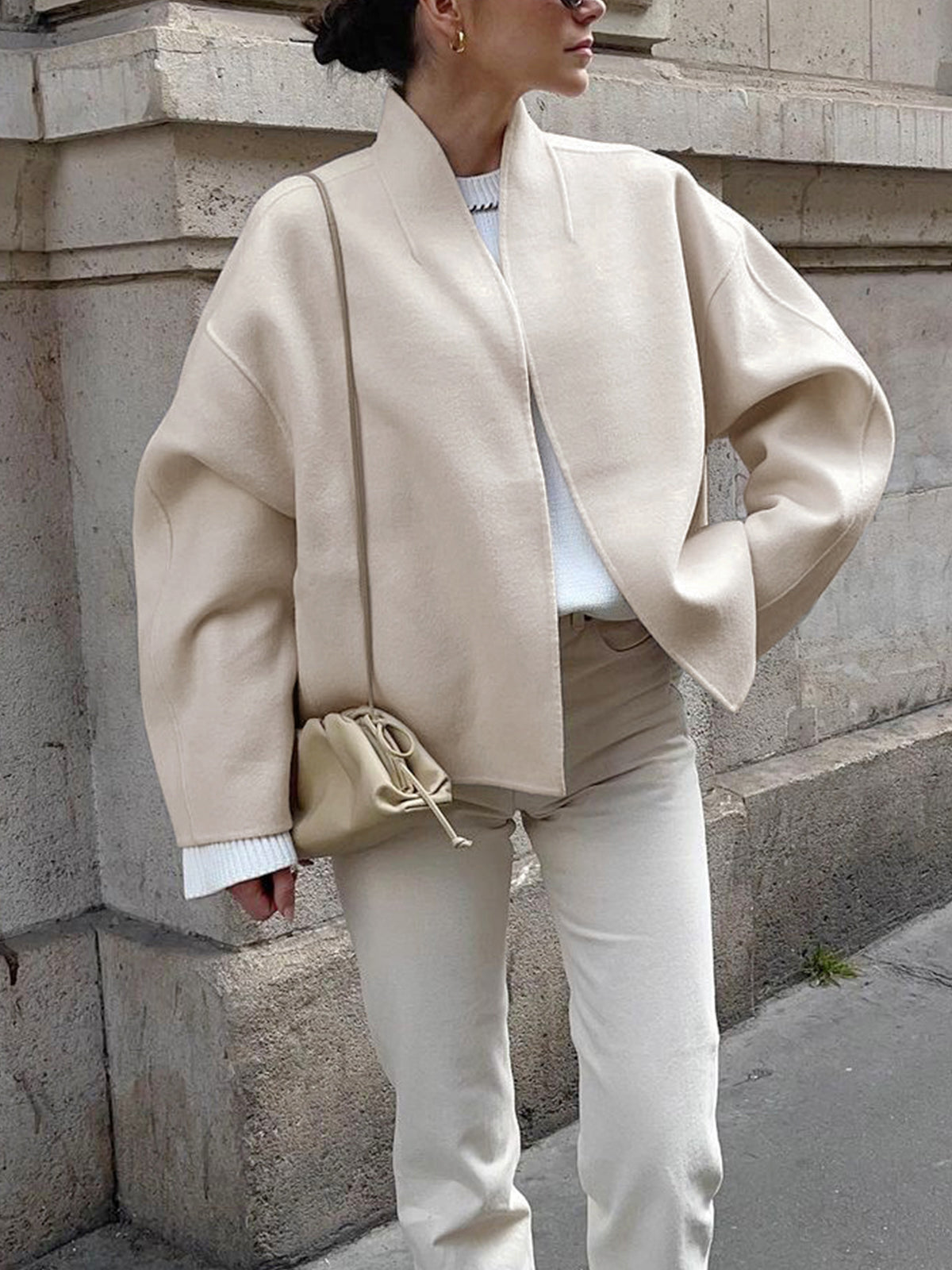 Solid Stand Collar Coat