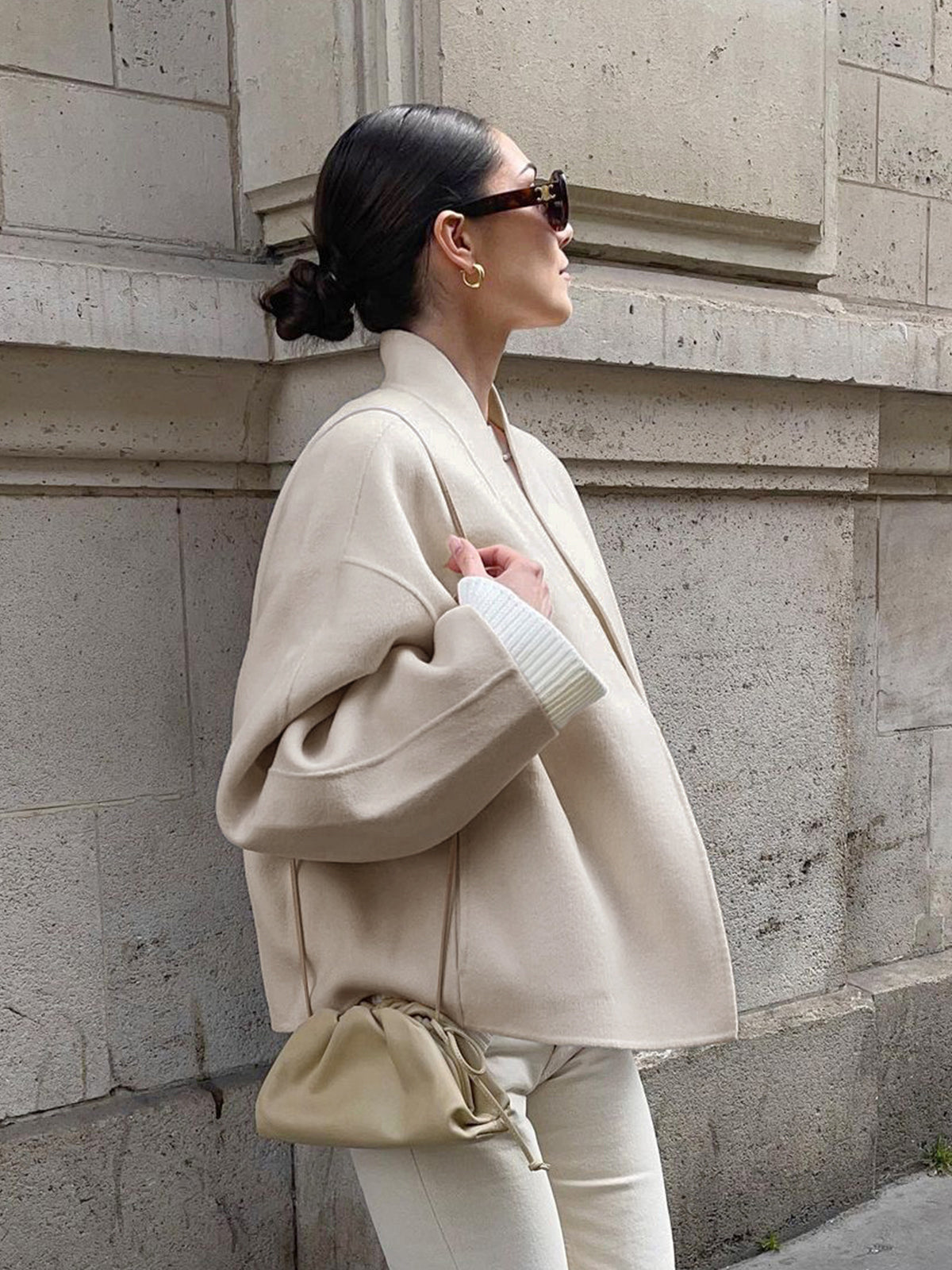Solid Stand Collar Coat