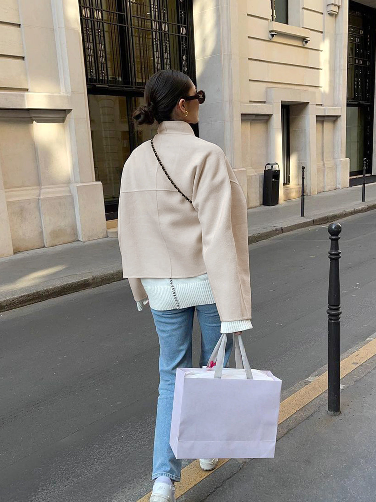 Solid Stand Collar Coat