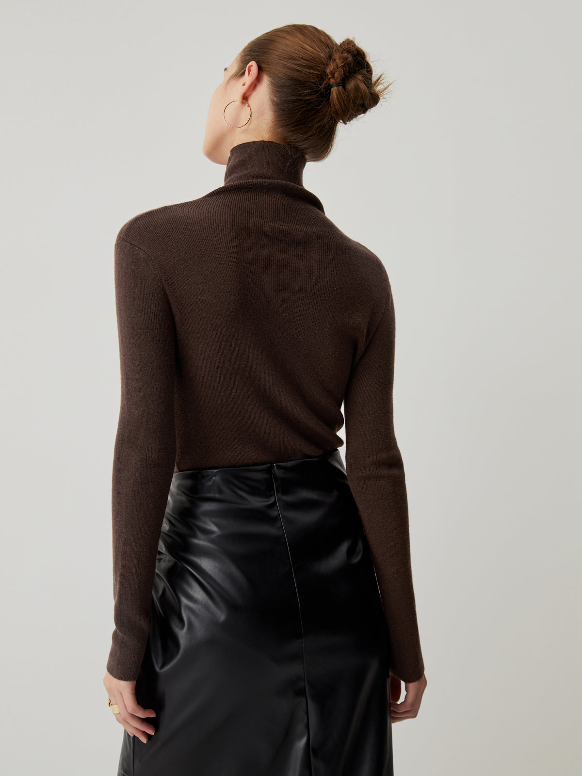 Solid Turtleneck Long Sleeve Knit Top