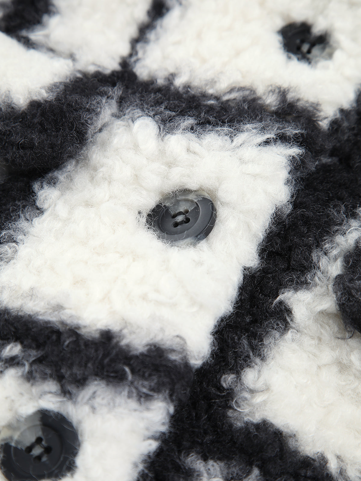 Checkered Button Sherpa Jacket