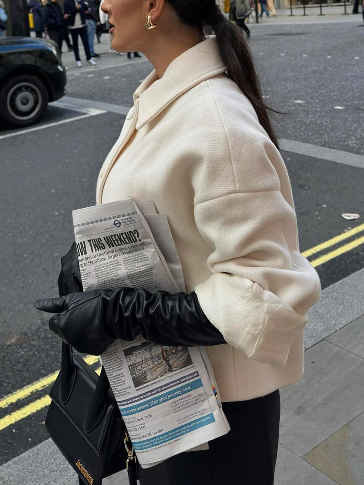 Tweed Button Down Collar Coat