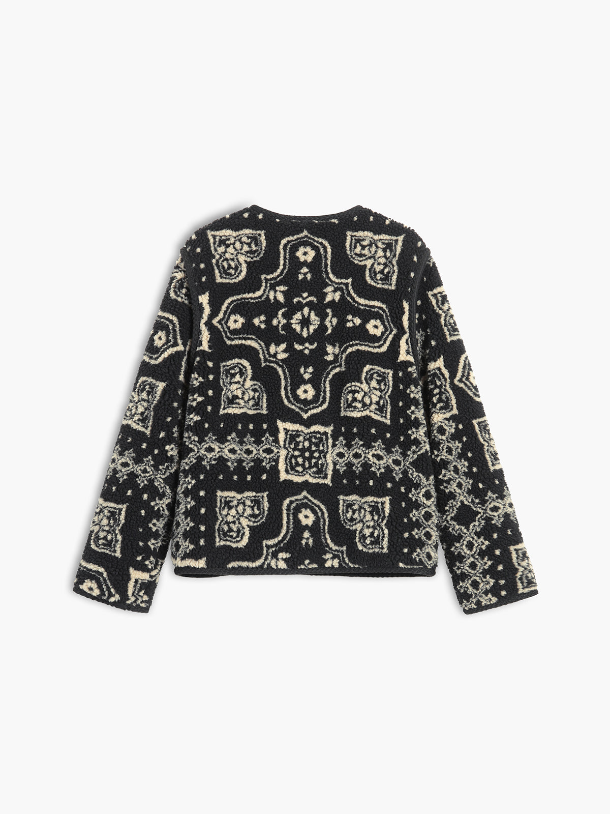 Paisley Print Button Sherpa Jacket